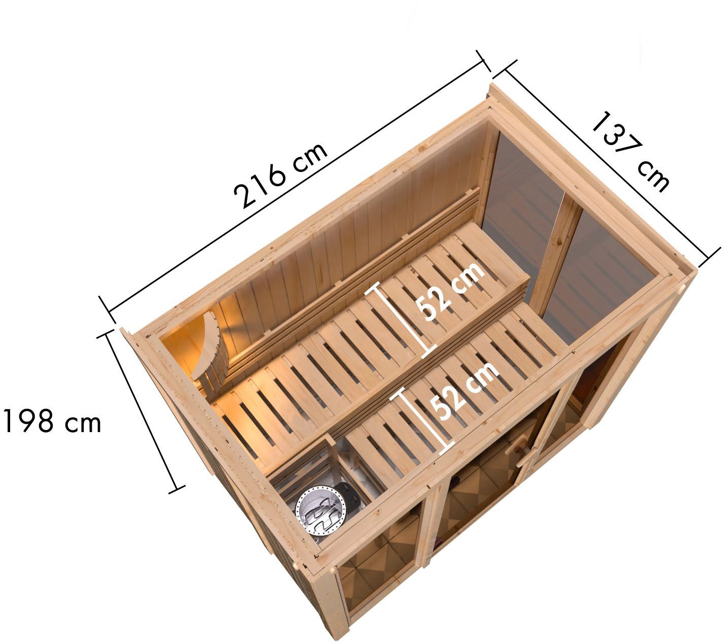 Karibu Sauna »Ivana 3« Ganzglasfront