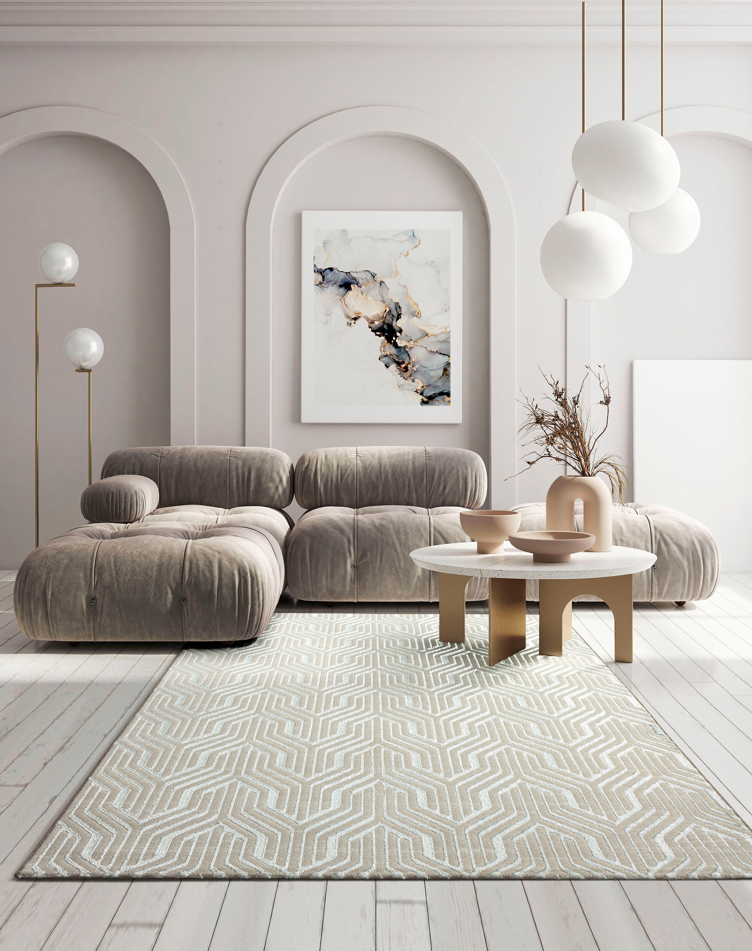 merinos Teppich »Creation 50057«, Wohnzimmer Kurzflor, pflegeleicht, elegant, glänzend, rechteckig