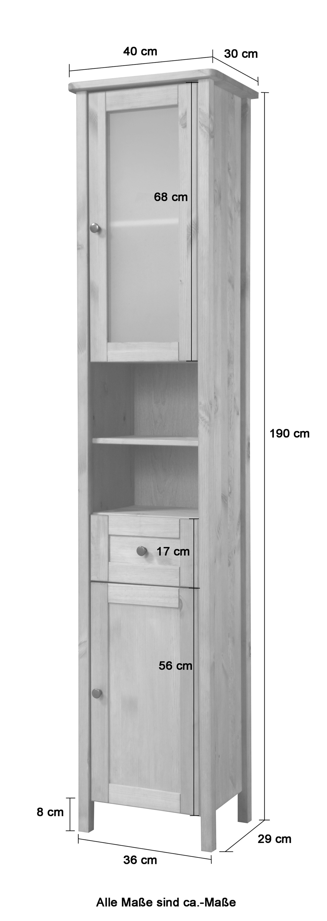 welltime Hochschrank »Sylt«, Badmöbel im Landhaus-Stil, Breite 40 cm, aus  Massivholz auf Raten bestellen
