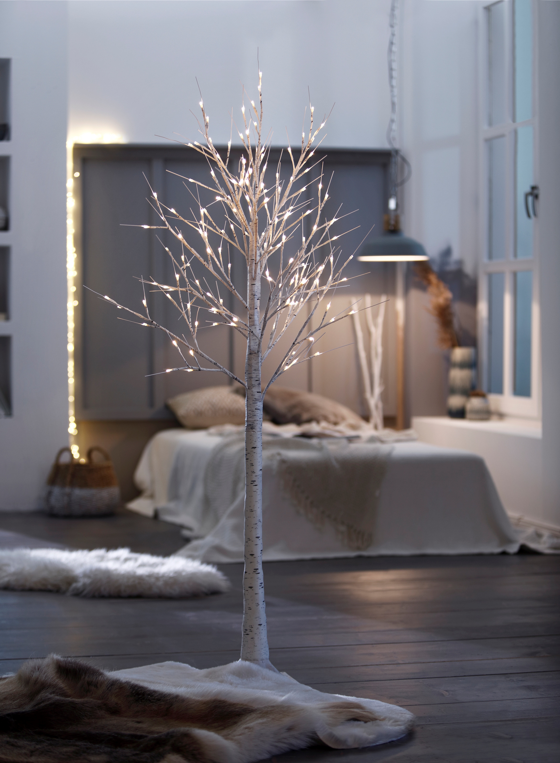 Weihnachtsdeko Garantie 156 flammig-flammig, aussen | LEDs, mit LED Jahren online 3 zahlreichen »Birkenbaum«, mit BONETTI kaufen XXL Baum
