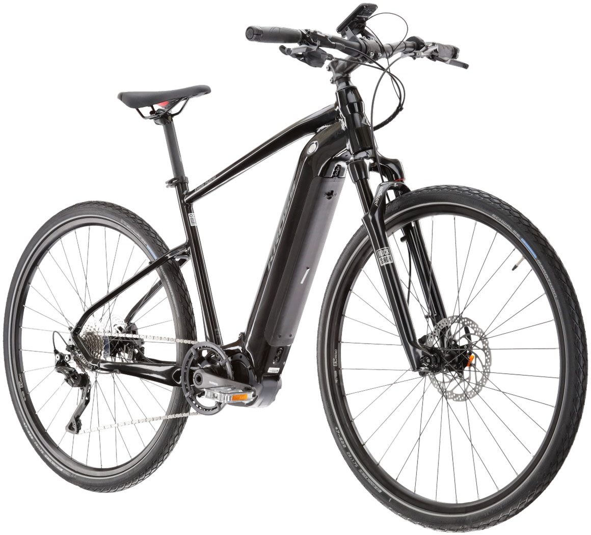 Kross E-Bike »E-Crossrad Evado Hybrid 6.0 28 Zoll schwarz«, 10 Gang, Shimano, DEORE XT T8000, Mittelmotor 250 W, Pedelec, Elektrofahrrad für Damen und Herren