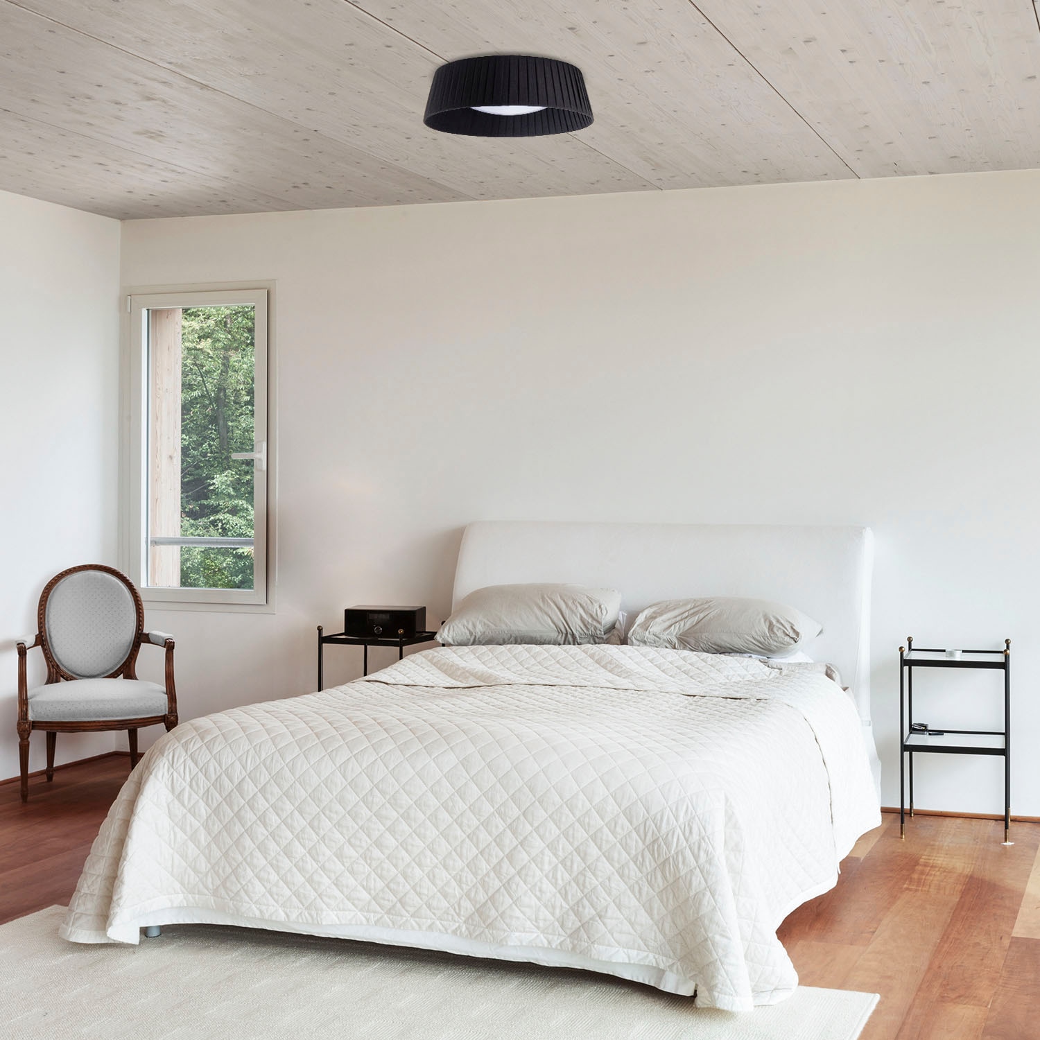 Paco Home Deckenleuchte »TARTE« E27 Rund Büroleuchte 2 x E27 Textilschirm Modern Geschlossen Unifarben