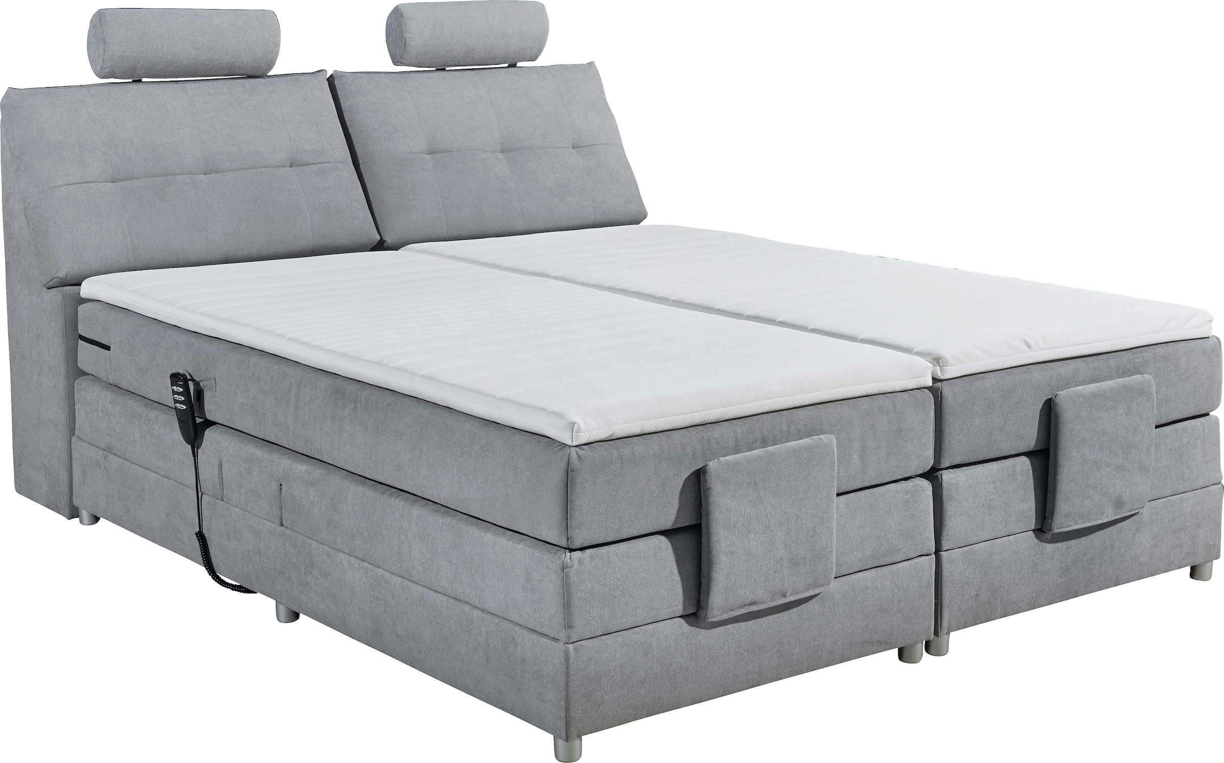 ED EXCITING DESIGN Boxspringbett »Palermo«, inkl. Motor, Topper, Kopfstütze und Stauraum im Kopfteil