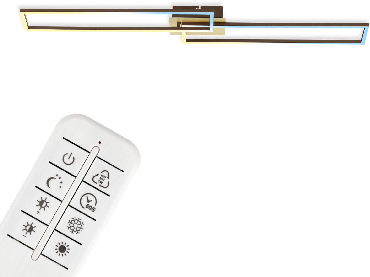 Briloner Leuchten LED Deckenleuchte »3145017 FRAME« LED-Board Farbwechsler | Kaltweiß | Neutralweiß | Tageslichtweiß | Warmweiß CCT, RGB, Memory-/Nachtlichtfunktion, Fernbedienung, gold-braun