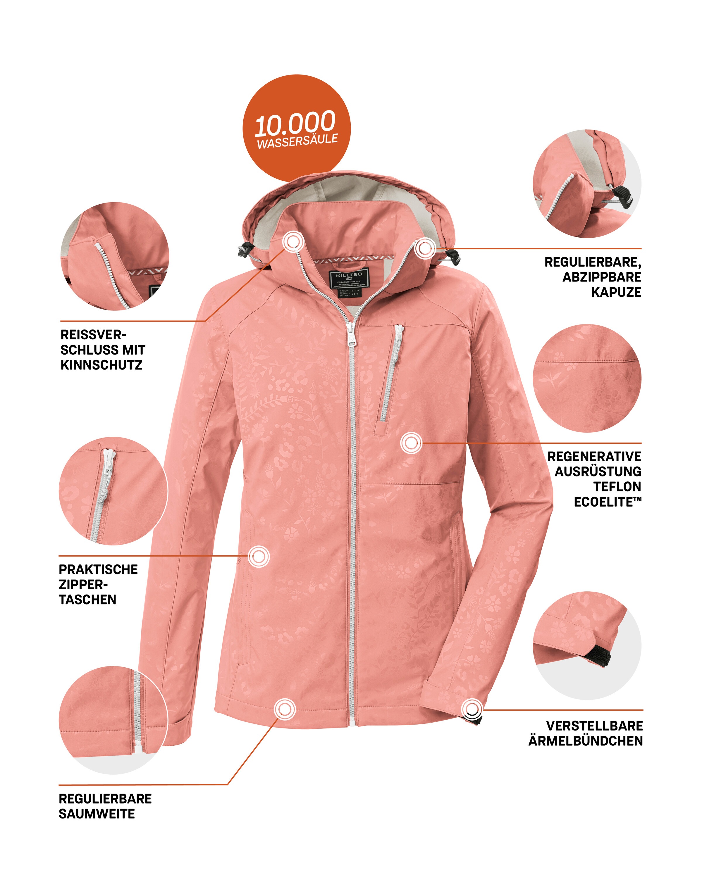 Killtec Softshelljacke »KOS 13 WMN SFTSHLL JCKT FLORAL« Wasserabweisende, winddichte Softshelljacke mit floralem Muster