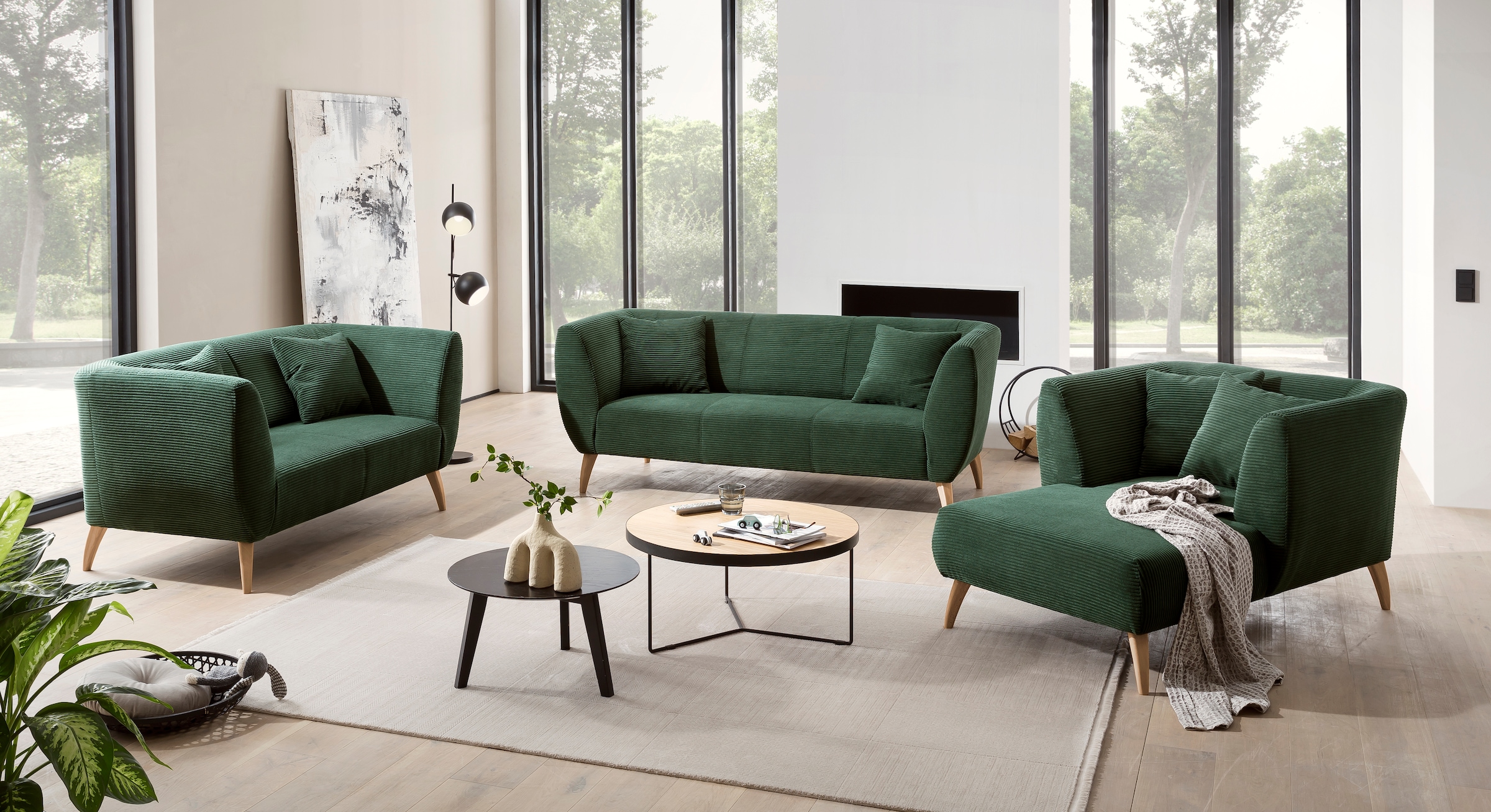 Home affaire 3-Sitzer zwei verschiedene Fußfarben wählbar