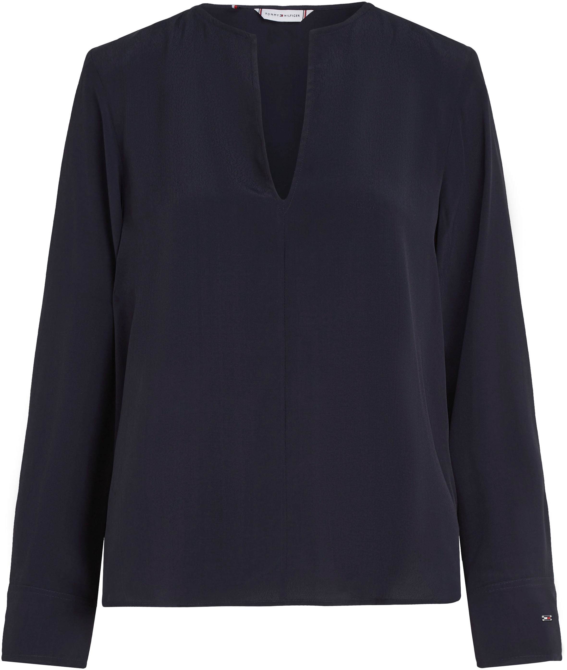 Tommy Hilfiger Langarmbluse »VISCOSE CREPE V-NECK BLOUSE«, in Unifarbe