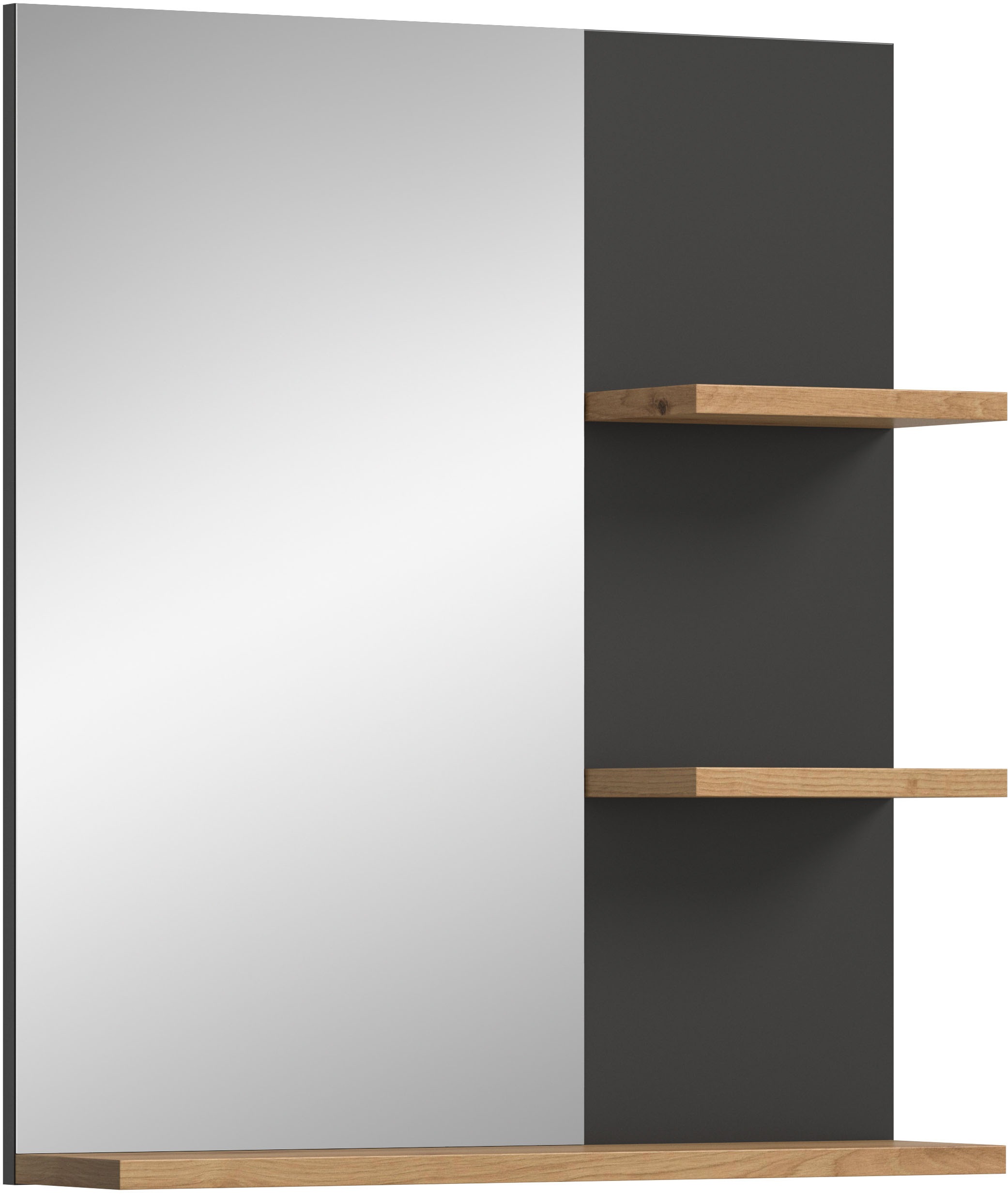 welltime Badspiegel "REHAT, Breite 63 cm, mit 3 Ablageböden, hochwertiges Spiegelglas" Badmöbel, Spiegel, Wandspiegel, Bad, Badezimmer