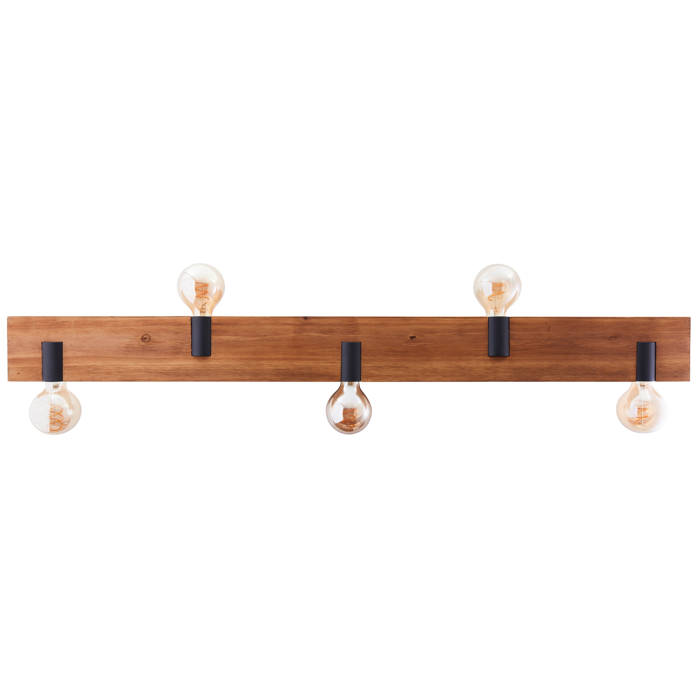 Brilliant Deckenleuchte »Mertes«, 5 flammig, Leuchtmittel E27 | ohne Leuchtmittel, Deckenlampe, E27, 115 x 12,5 cm, Holz/Metall, braun/schwarz