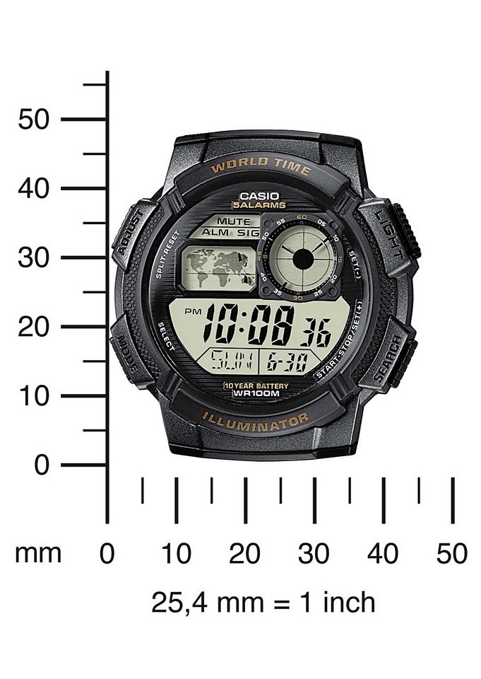 Casio Collection Chronograph »AE-1000W-1AVEF«, Quarzuhr, Armbanduhr, Herrenuhr, digital, Stoppfunktion, Weltzeit
