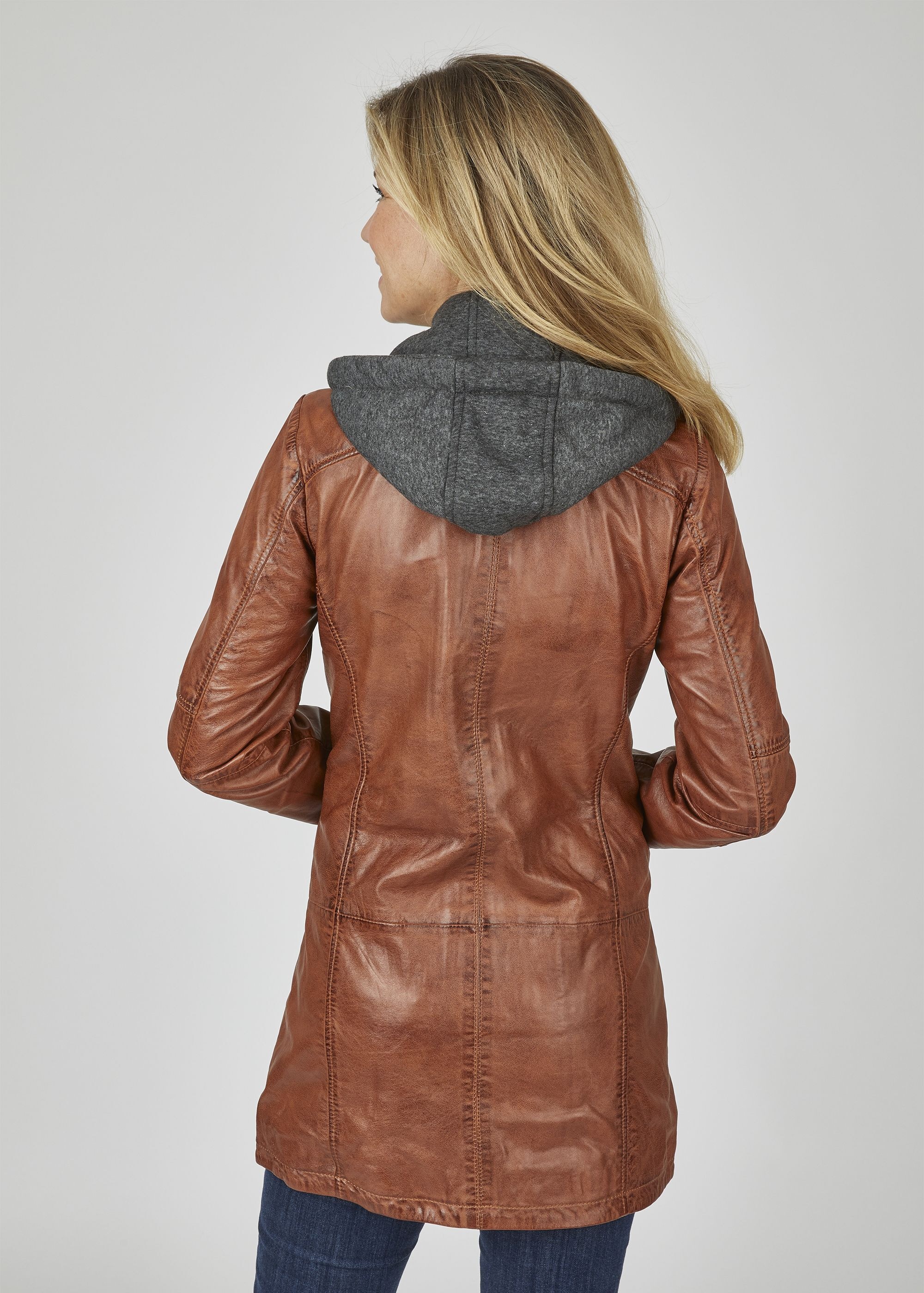 7eleven Lederjacke »SEBRESCO« mit Kapuze mit Doppelreißverschluss