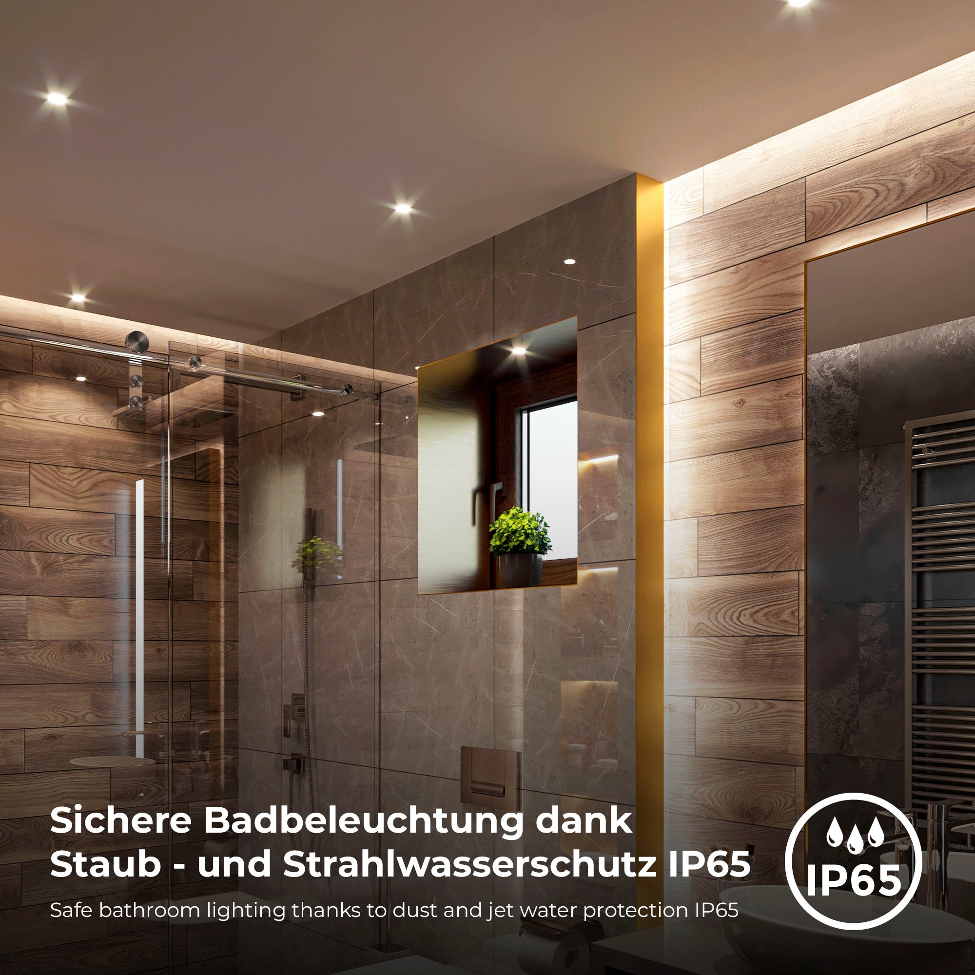 B.K.Licht LED Einbauleuchte »BK_EL1571 LED Einbauleuchten IP65 5er-Set Kunststoff Chrom«,  4,9W 480lm 3.000K