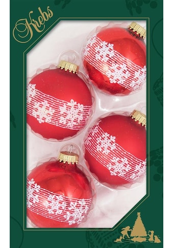 Weihnachtsbaumkugel »Schneekristall, Weihnachtsdeko rot, Christbaumschmuck«, (Set, 4...