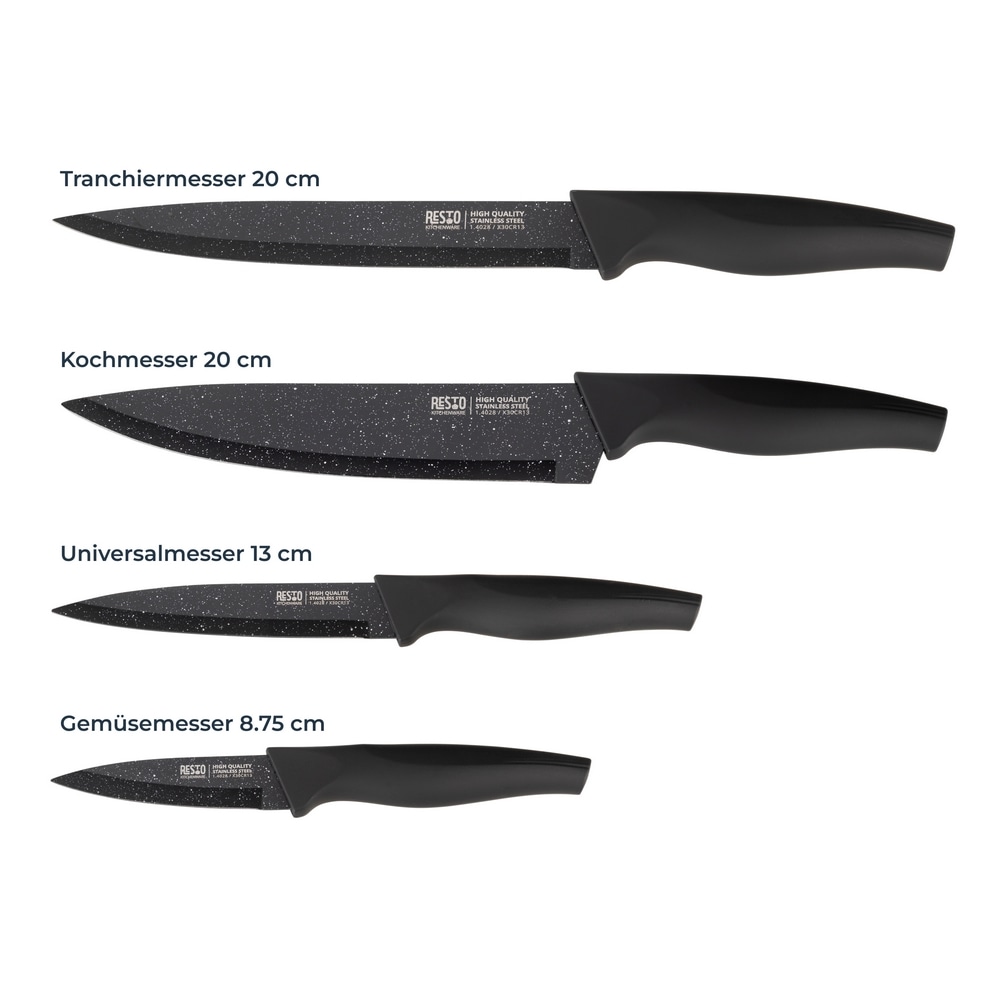 RESTO Kitchenware Messer-Set »Leo, Edelstahlmesser 4-teilig in Magnet-Geschenkbox« Kochmesser, Tranchiermesser, Universalmesser, Gemüsemesser