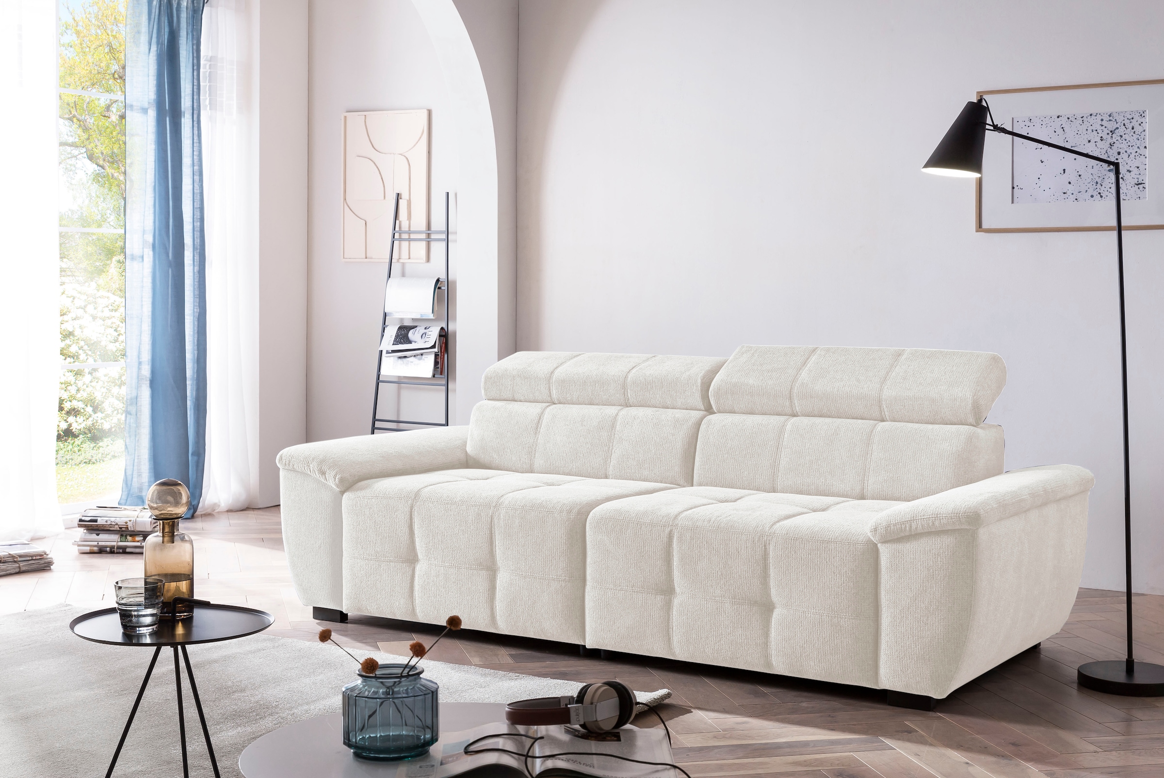 exxpo - sofa fashion Big-Sofa »Exxpo MAVERICK, weicher Bezugstoff, hoher Sitzkomfort«, inkl. verstellbare Kopfstützen, aufwendige Detailverarbeitung