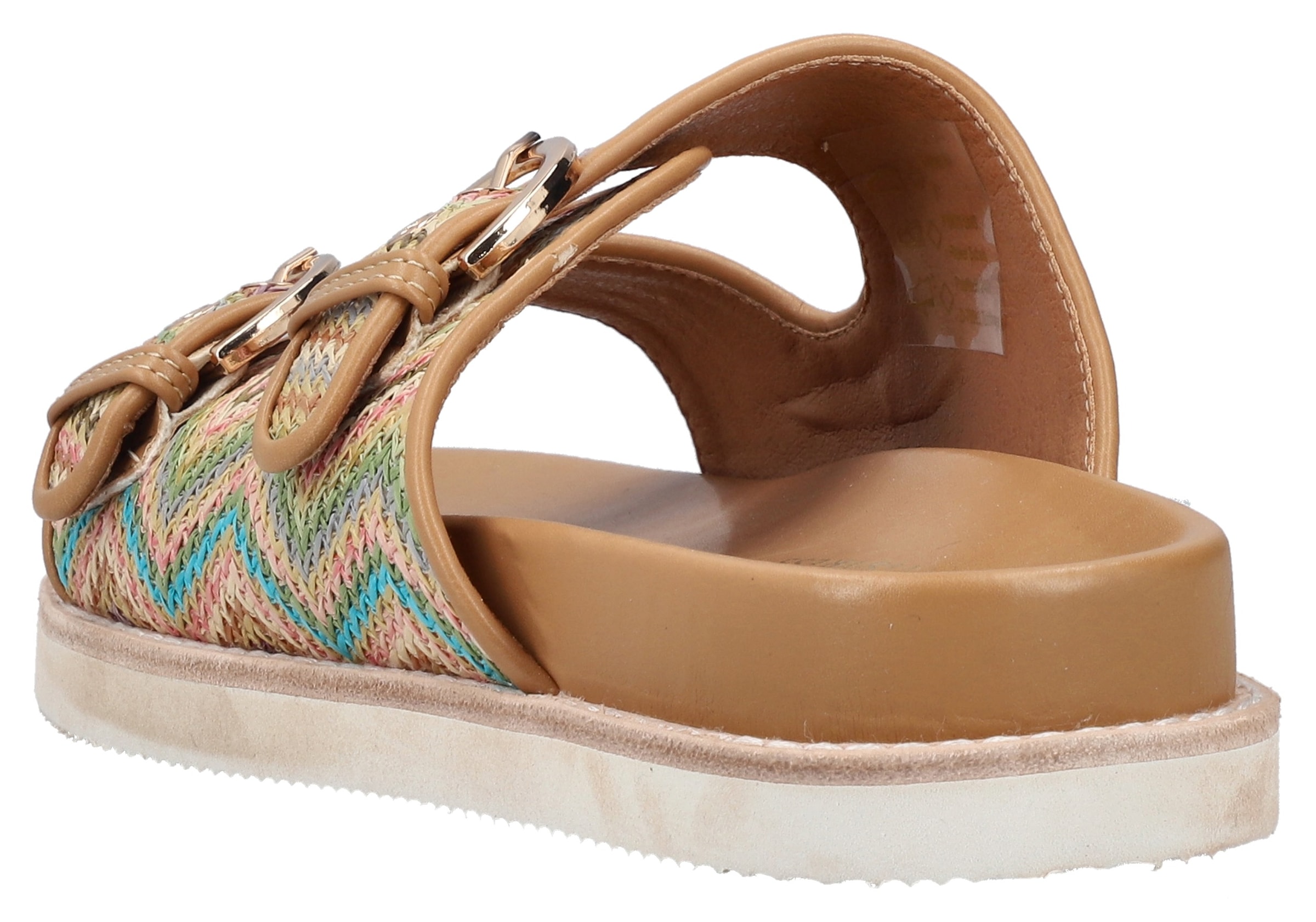 Rieker Pantolette, Sommerschuh, Strandschuh, Urlaubsschuh, Schlappen in Flecht-Optik