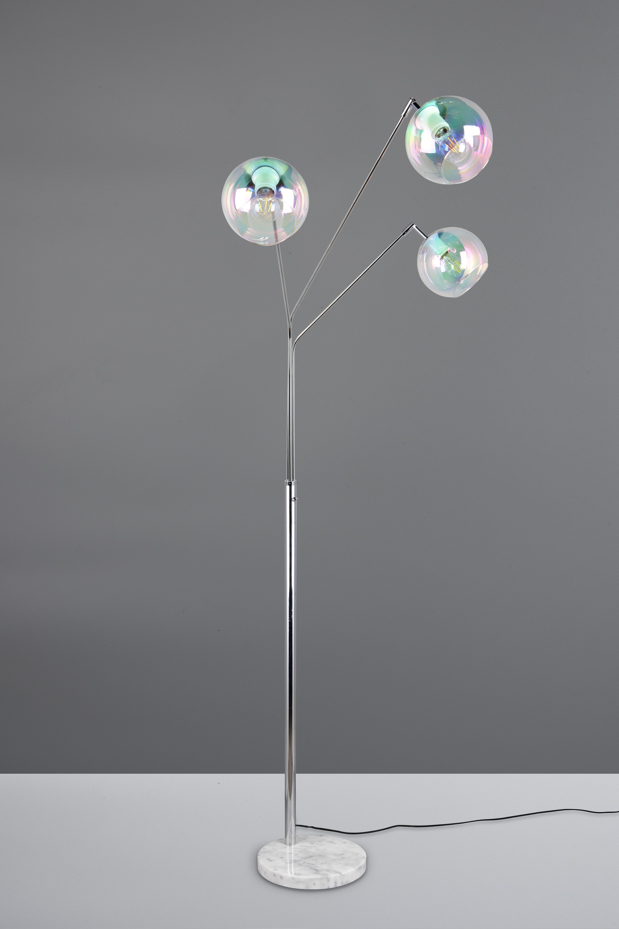 TRIO Leuchten Stehlampe »PAXTON, dreiflammige Stehleuchte, Glas Lampenschirme, Arme verstellbar« E27 1 Stk. warmweiß - kaltweiß exkl. 3x E27 max 10W, Höhe 200cm Breite 67cm, Kippschalter, 2m Kabel