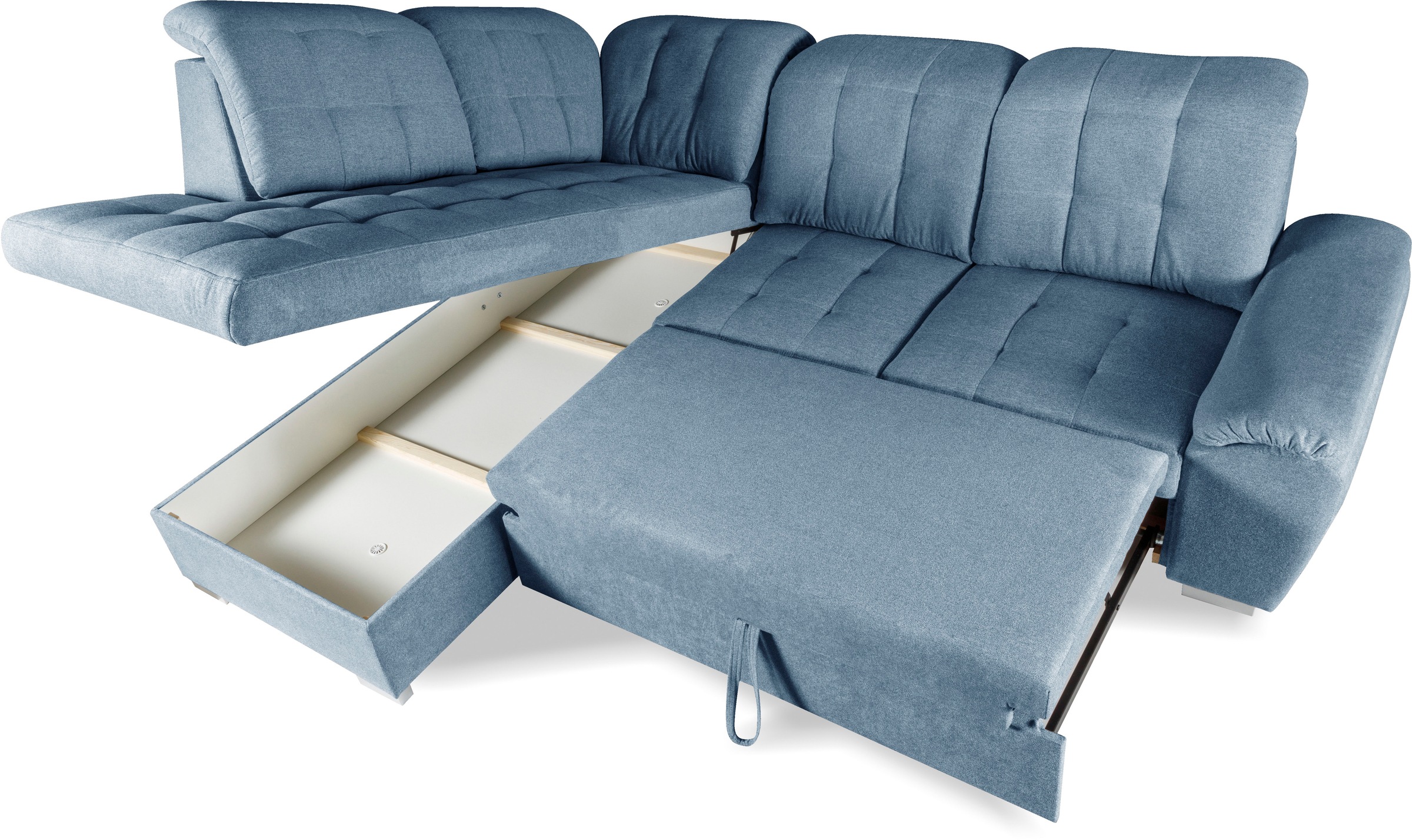 WERK2 Ecksofa »Brindisi, bequem und komfortabel, L-Form«, mit verstellbaren Kopfteilen, Bettfunktion & Bettkasten
