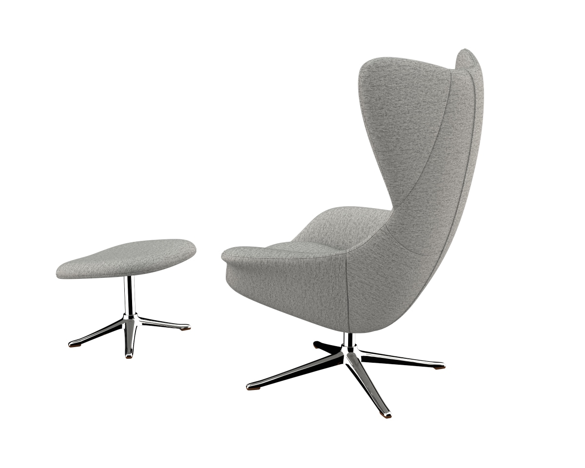 FLEXLUX Polsterhocker »Stilo Fußstütze, für Beinauflage zur besseren Entspannung,«, Fuß Aluminium, Fußhocker für Drehsessel