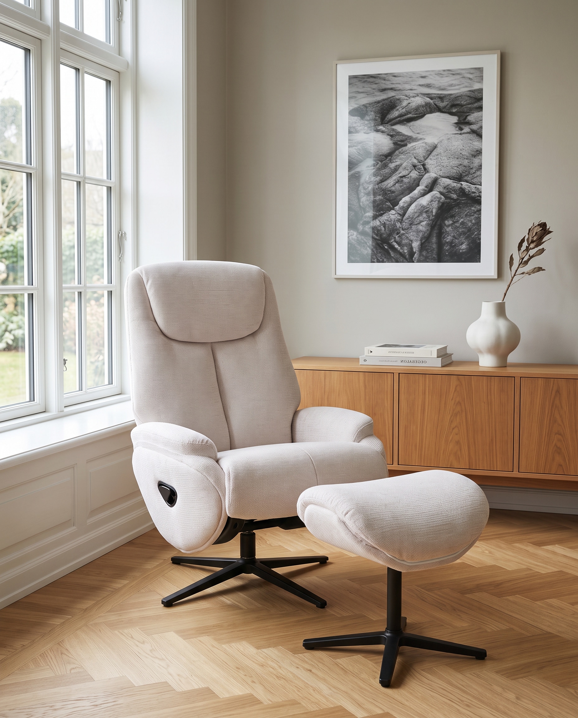 OTTO home Relaxsessel »Sessel SELLIA Relaxsessel, TV-Sessel mit Hocker,Drehsessel 360°« Verstellbare Neigung (115°-160°) für Relax- und Liegeposition