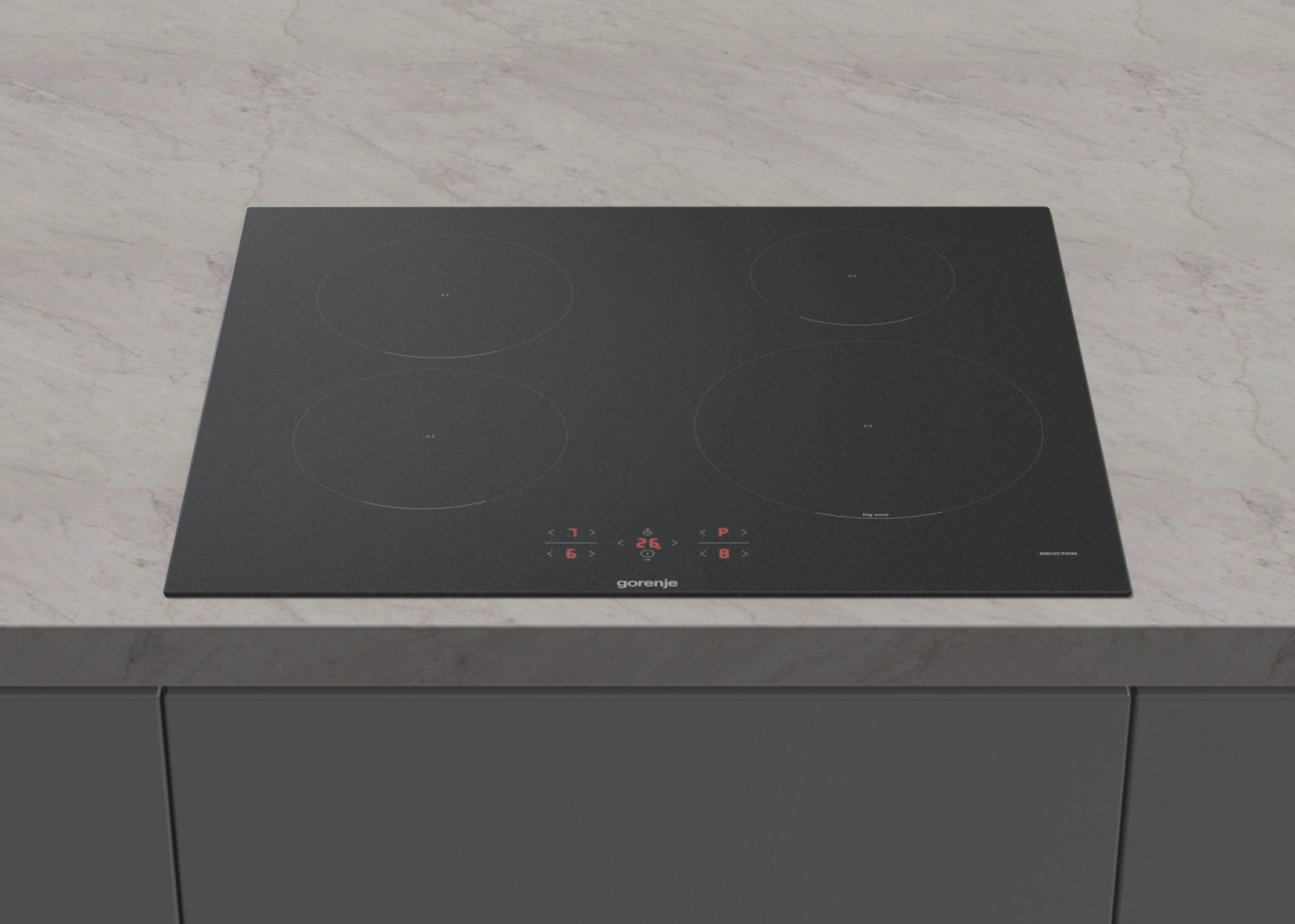 GORENJE Induktions-Kochfeld »GI6401MSC matt« kratzresistente matte Oberfläche mit BigZone 23cm & PowerBoost