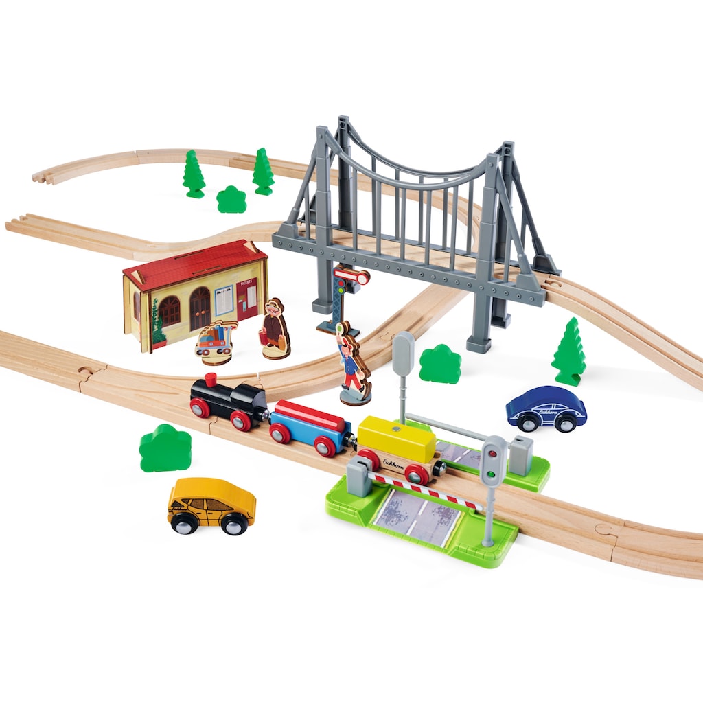 Eichhorn Spielzeug-Eisenbahn »Bahnset mit Brücke«, (Set, 55 tlg.)