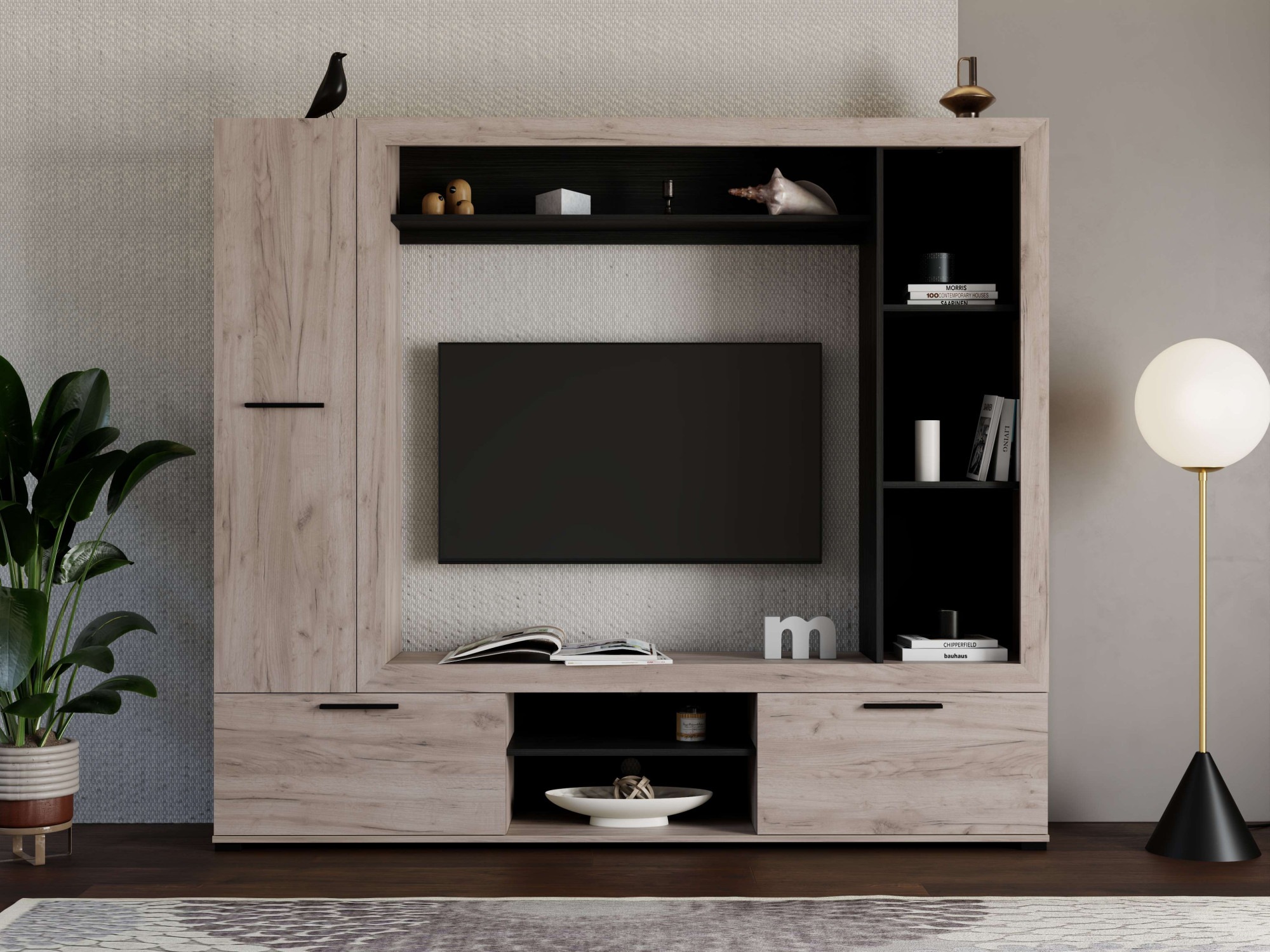 Home affaire Wohnwand »Lorca Medienwand, Wohnzimmerwand, TV-Wand« 4 Stk. tlg.