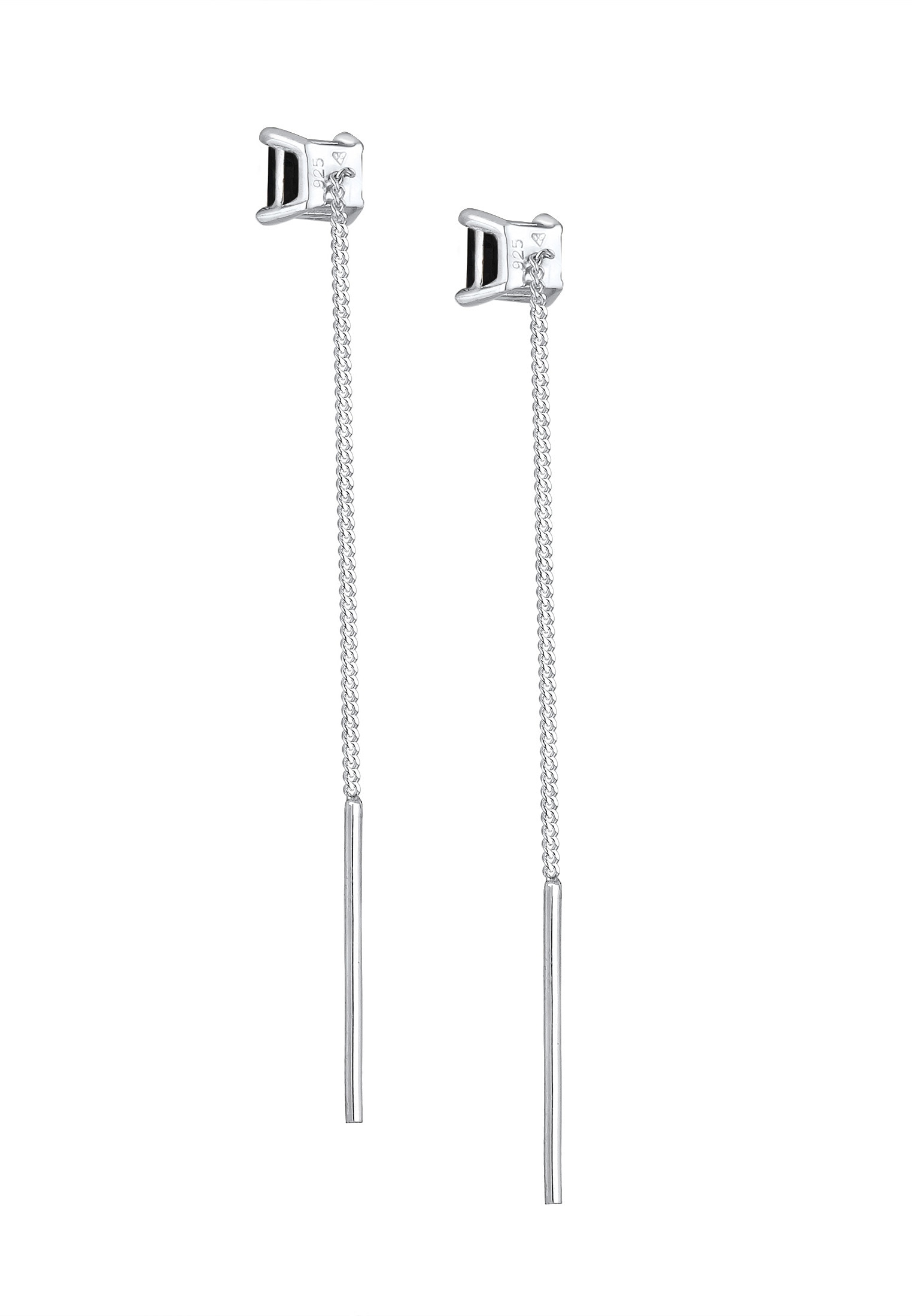 Elli Paar Ohrhänger »Ohrringe Durchziehen mit Zirkonia Quadrat 925 Silber«