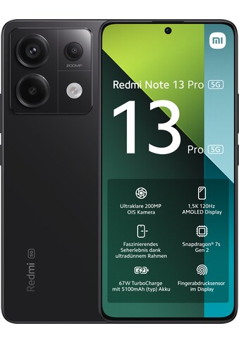 Smartphone »Redmi Note 13 Pro 5G 8GB+256GB«, Schwarz, 16,94 cm/6,67 Zoll, 256 GB...