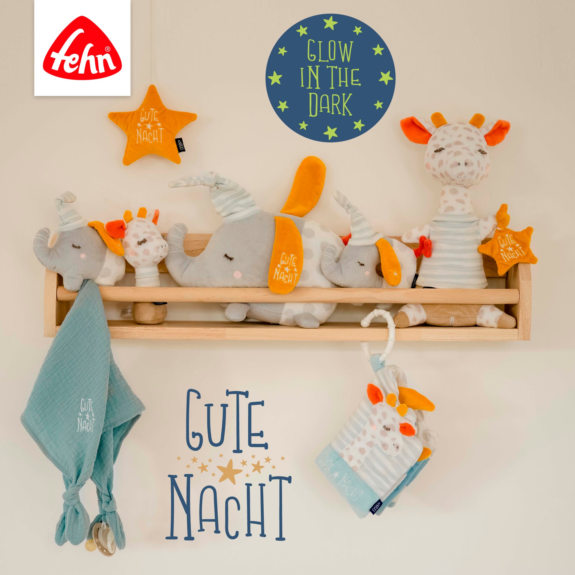 Fehn Handpuppe »Gute Nacht, Giraffe«, mit Glow-in-the-dark-Bestickung