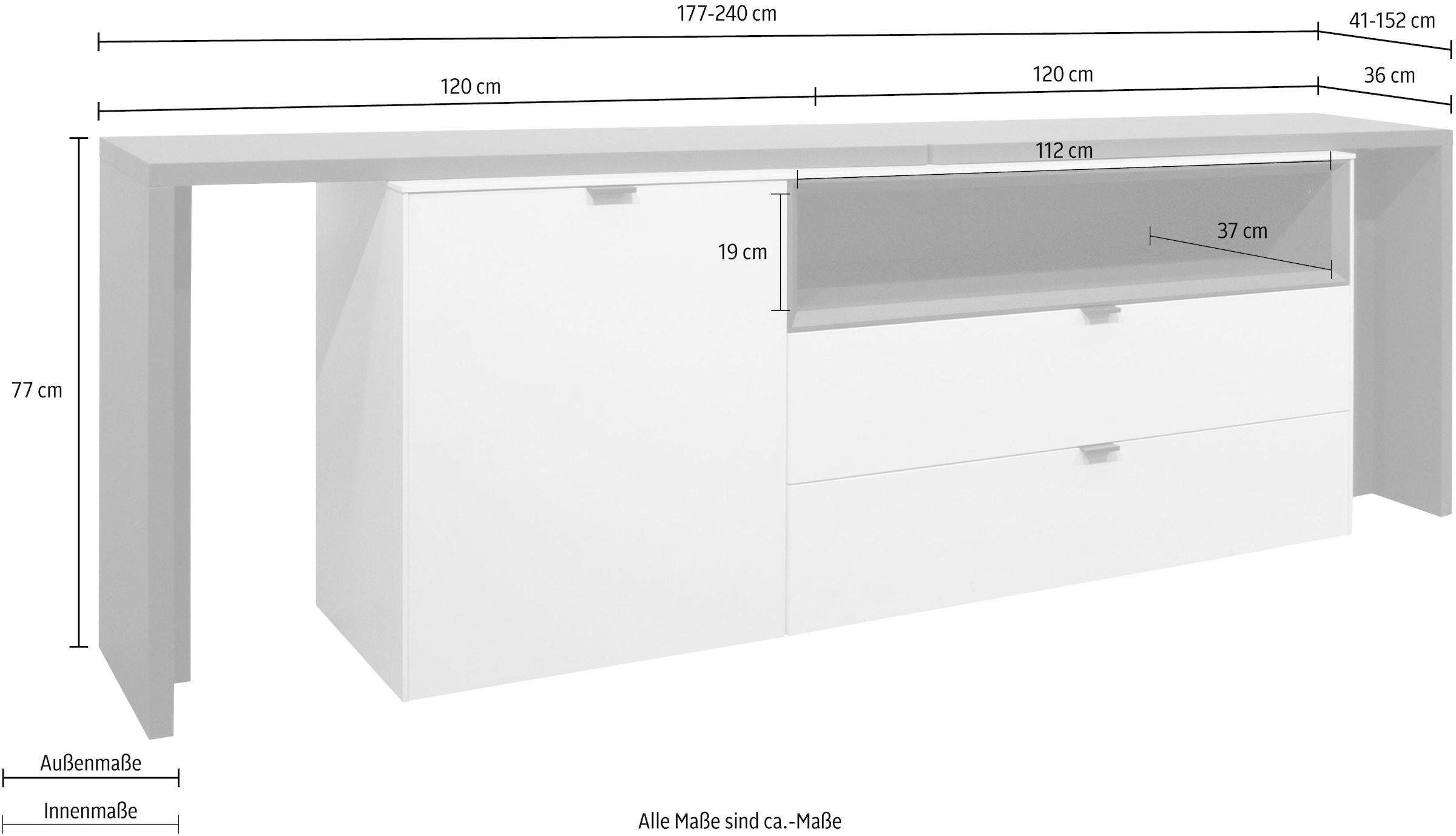 Sonderpreisaktion Mäusbacher Sideboard »Micelli«, mit Tischfunktion, Breite bequem kaufen 177-240 cm