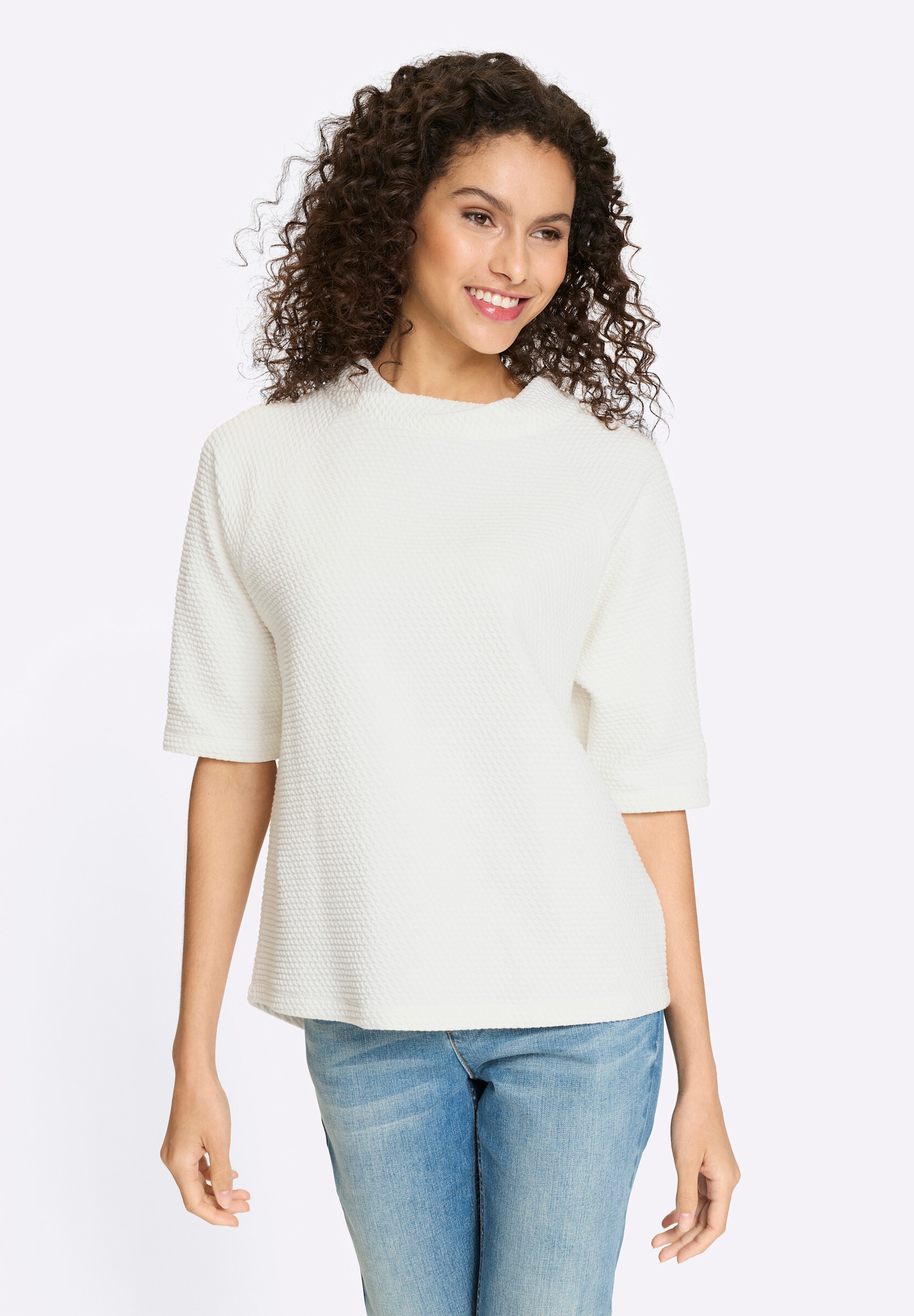 heine Sweatshirt »Sweatshirt Stehkragenshirt mit Waffelstruktur«
