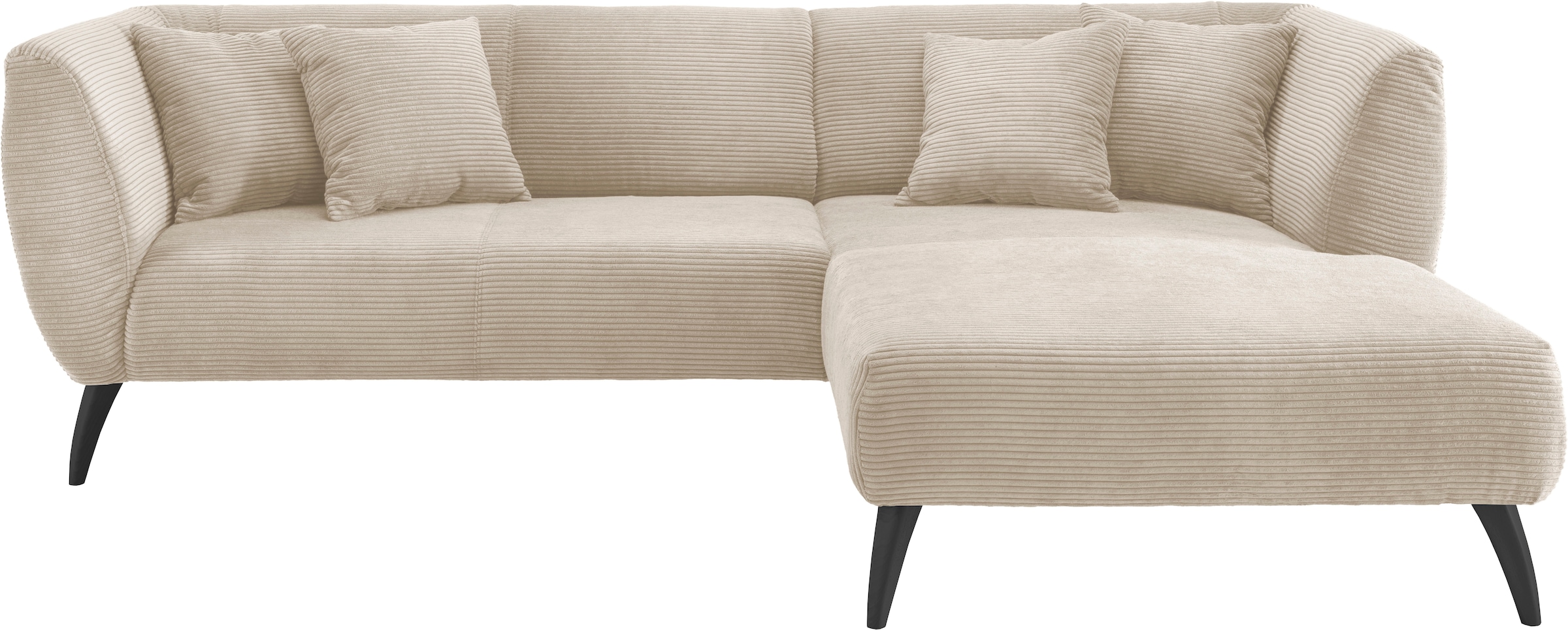 INOSIGN Ecksofa »Colori L-Form«, Holzfußfarbe wählbar, inkl. 4x Zierkissen