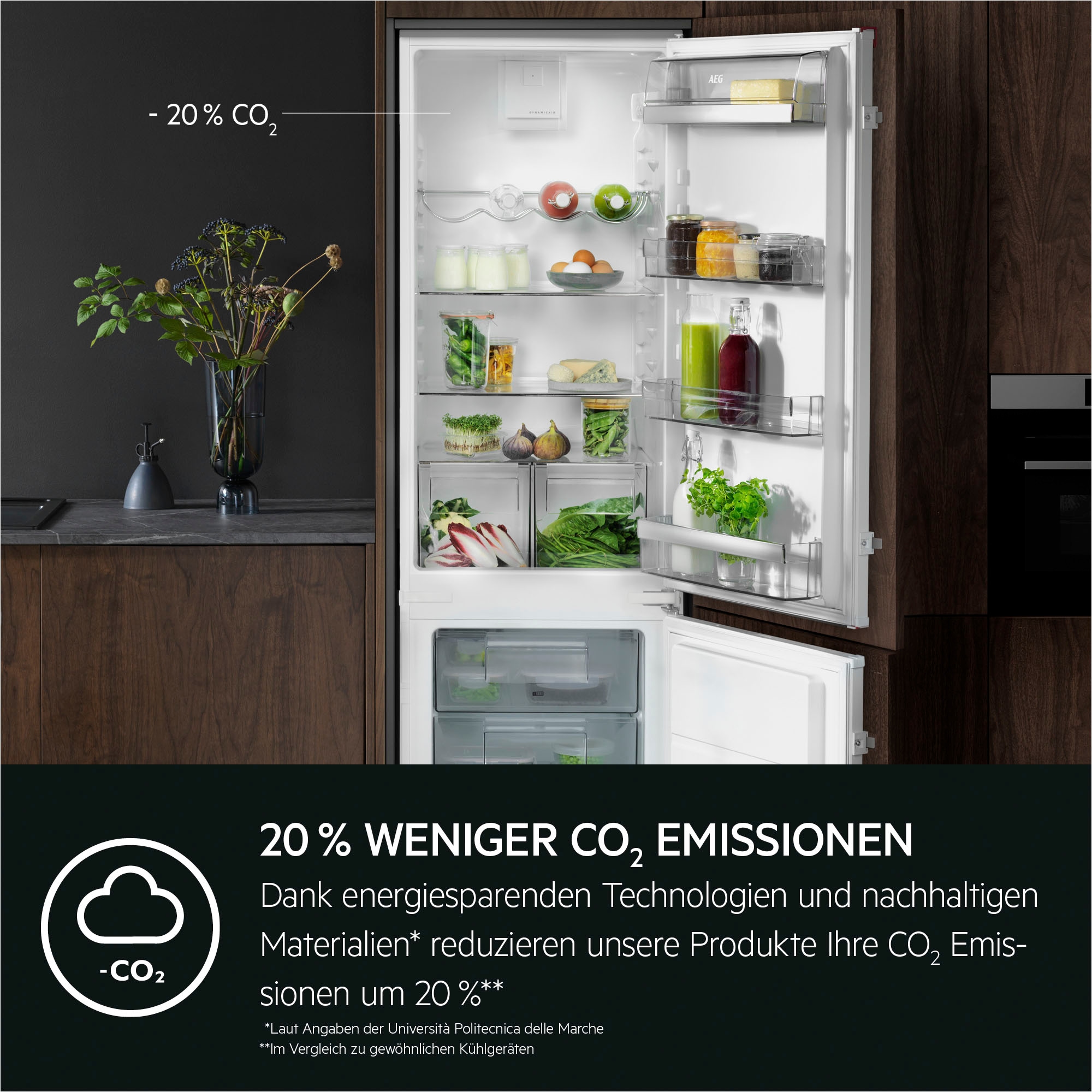 AEG Einbaukühlgefrierkombination Serie 7000 »TSC7M183EC«, 245 Liter, GreenZone-Vitamine bleiben erhalten, NoFrost, Festtür