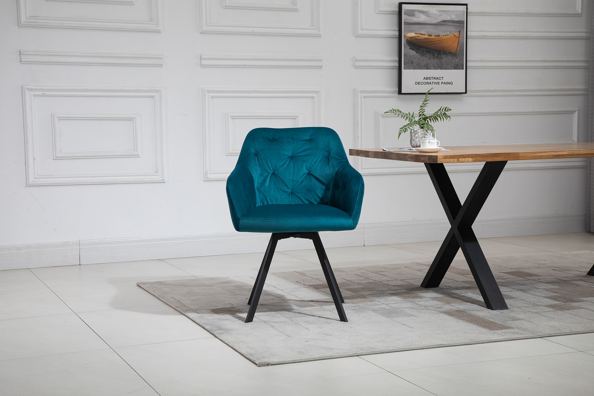 SalesFever Essgruppe »Stilvolle Essgruppe« Set, 5 Stk. tlg. 5-teilige Sitzgruppe mit 360° Drehplatte und echter Baumkante