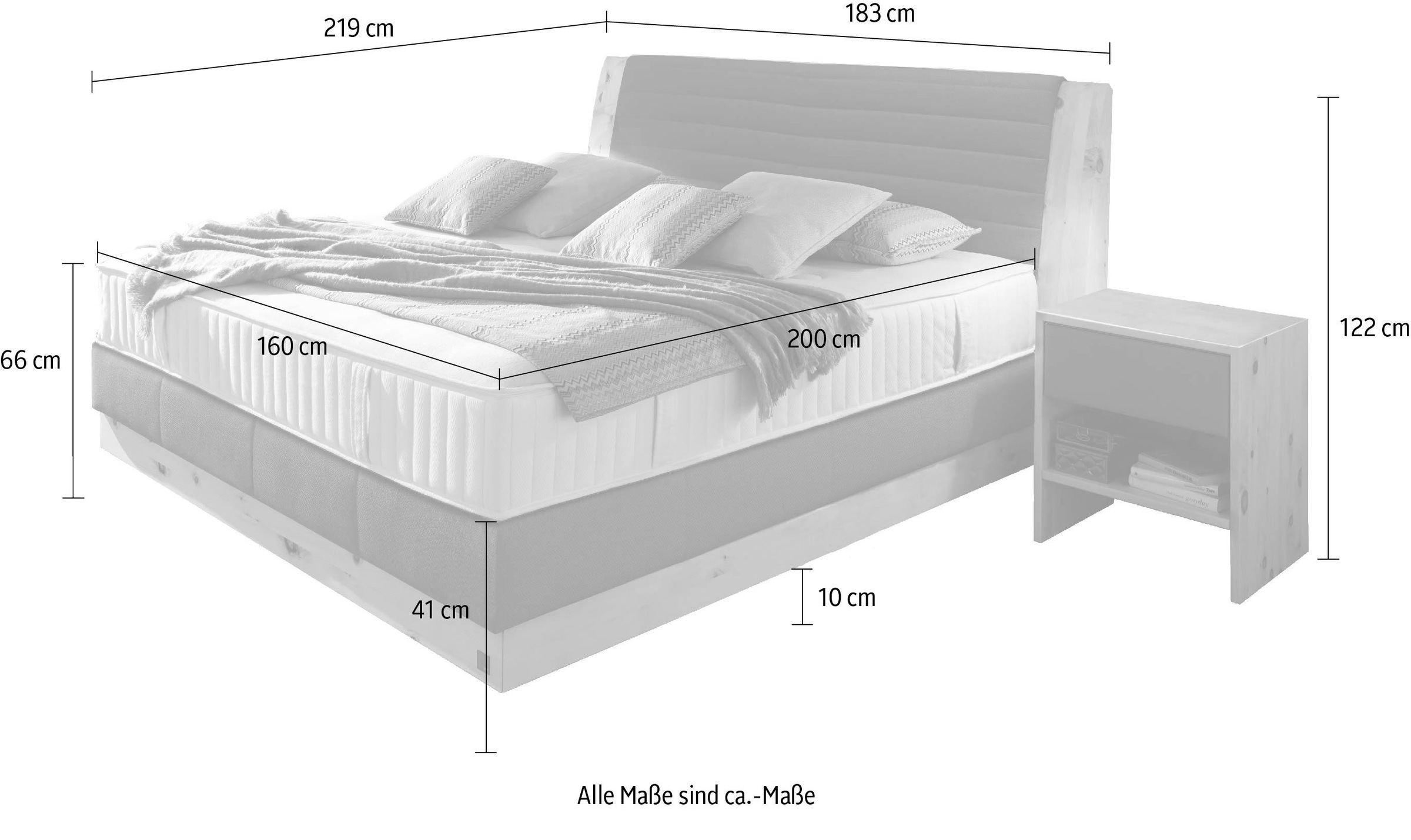 alina Boxspringbett »Chalet«, Grand Comfort TF 1000 PM, Zirbenholz natur geölt