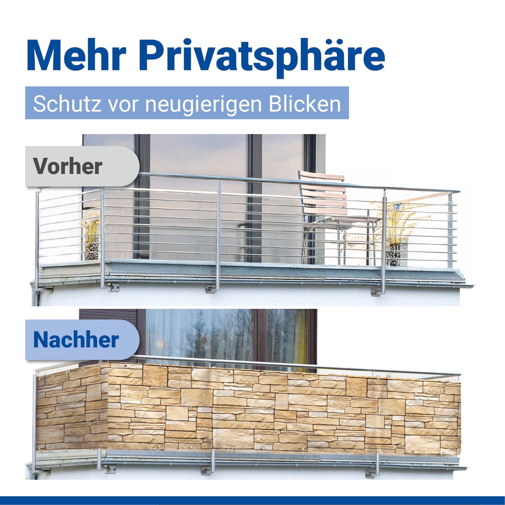 WENKO Balkonsichtschutz »Mauer« LxH: 500x85 cm, für Balkon und Terrasse