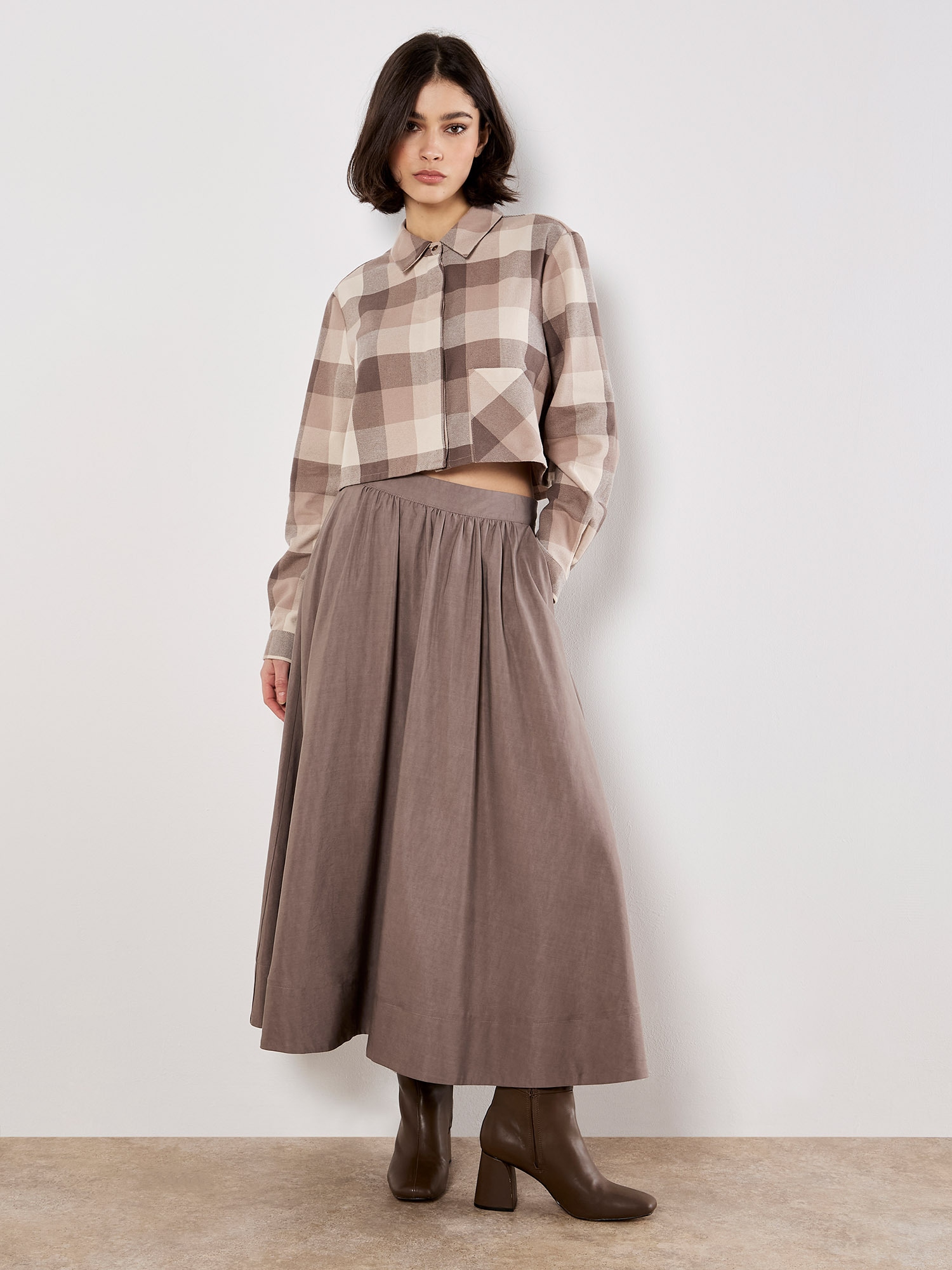 Apricot Hemdbluse »Cropped-Hemd« mit verdeckter Knopfliste