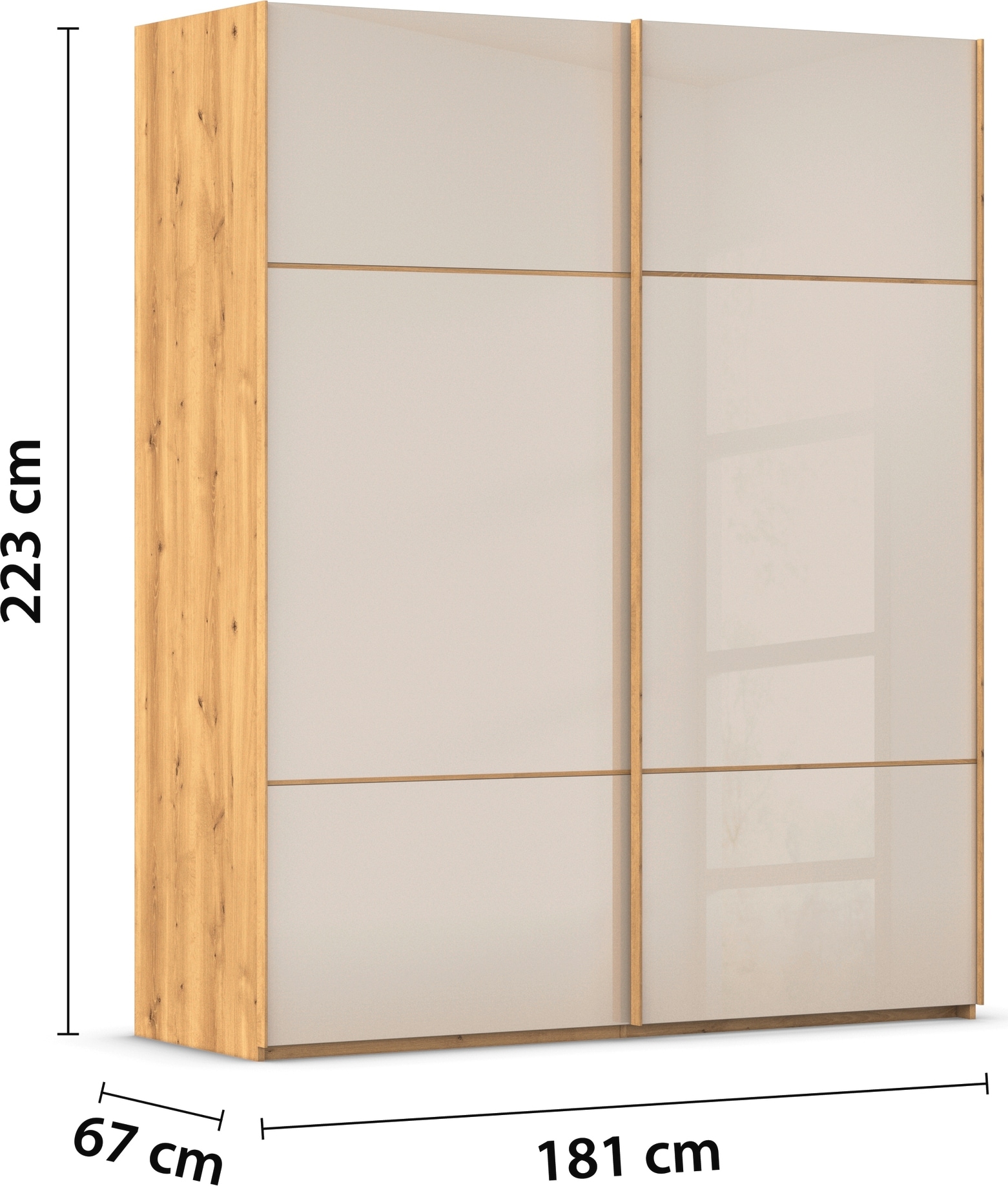 rauch Schwebetürenschrank »Kleiderschrank Schrank Garderobe Schlafzimmerschrank SCALE-TRIO« edle dreigeteilte Front mit 2 Zierleisten Glasfront MADE IN GERMANY