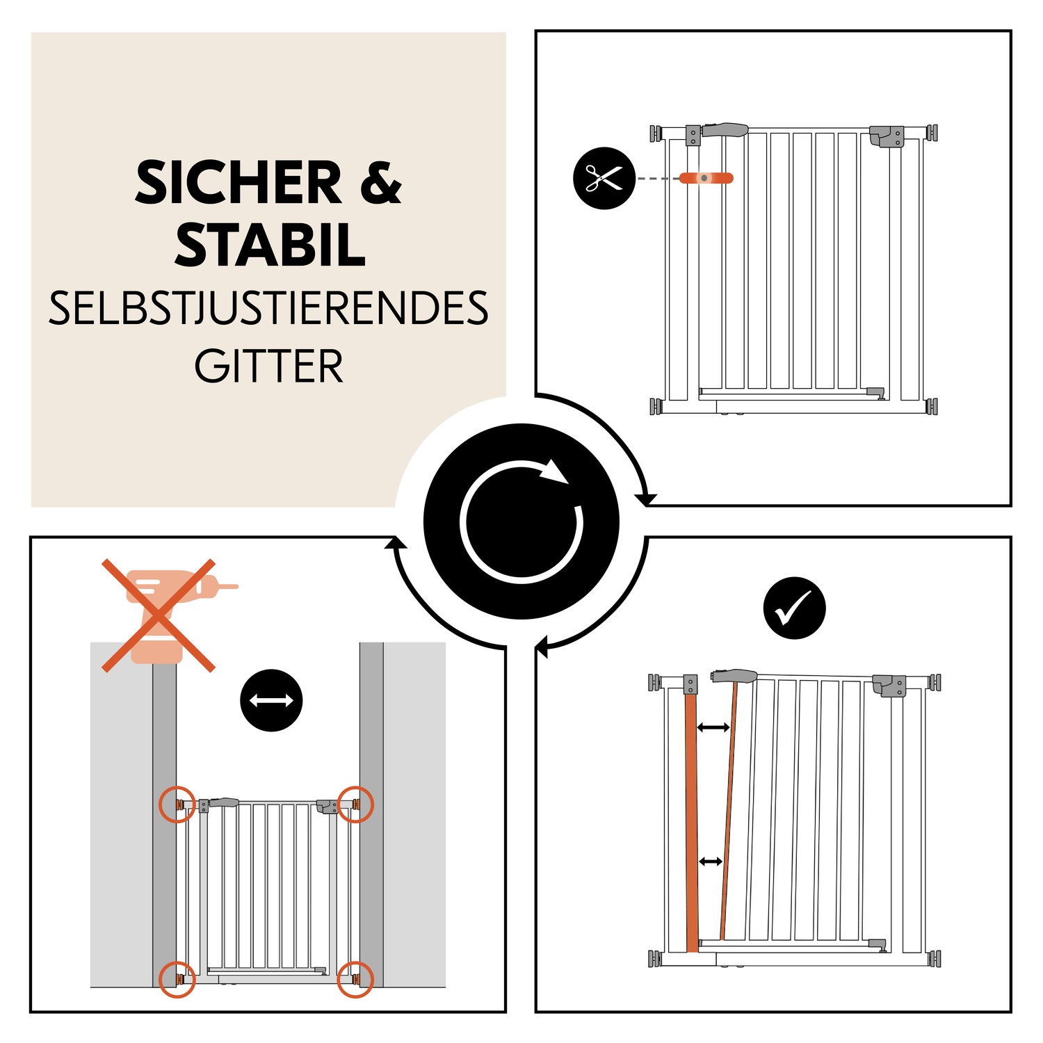 Hauck Türschutzgitter »Open N Stop 2, White«, auch als Treppenschutzgitter verwendbar; 75-80 cm, erweiterbar