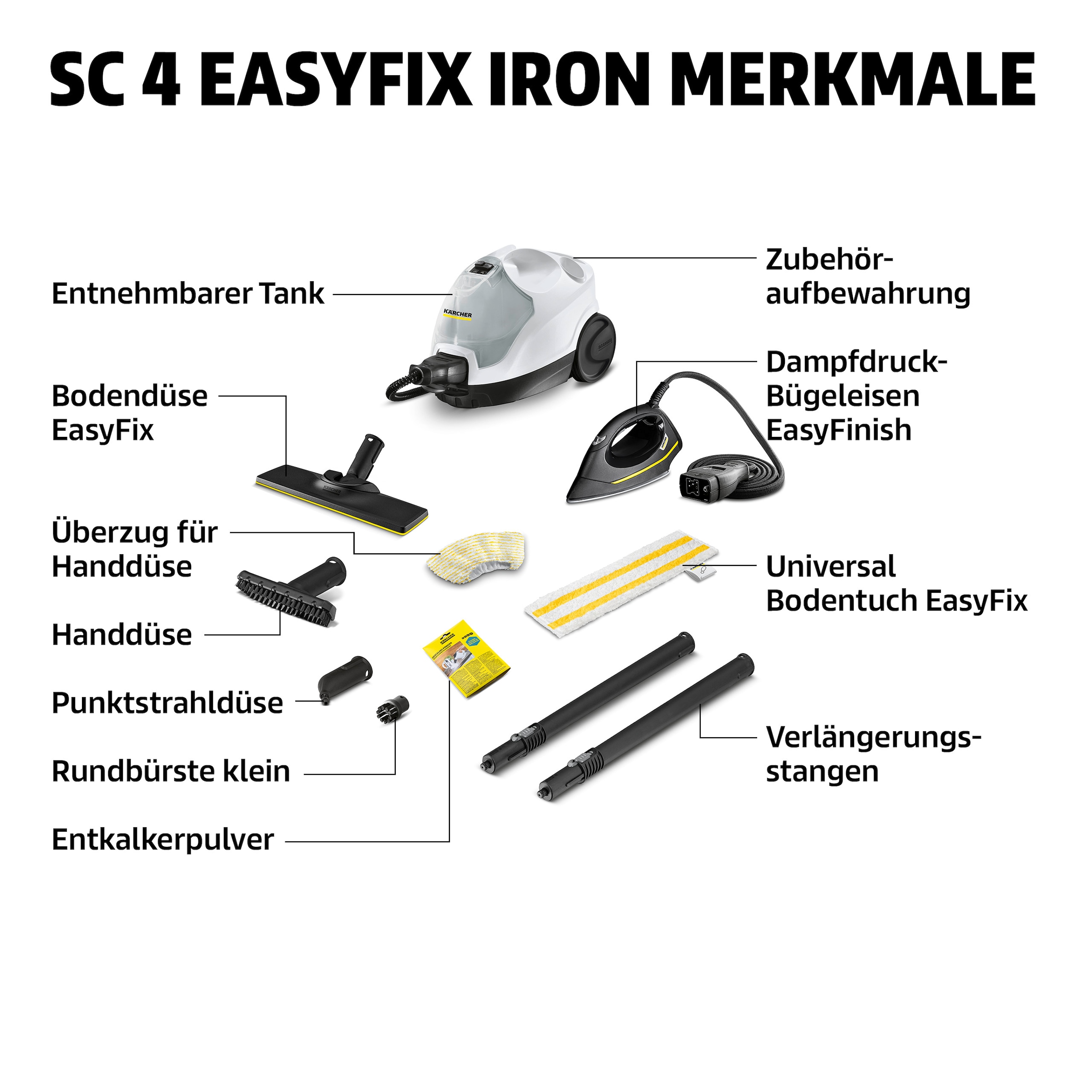 KÄRCHER Dampfreiniger »SC 4 EASYFIX IRON« mit Bodendüse EasyFix und Dampfdruck-Bügeleisen