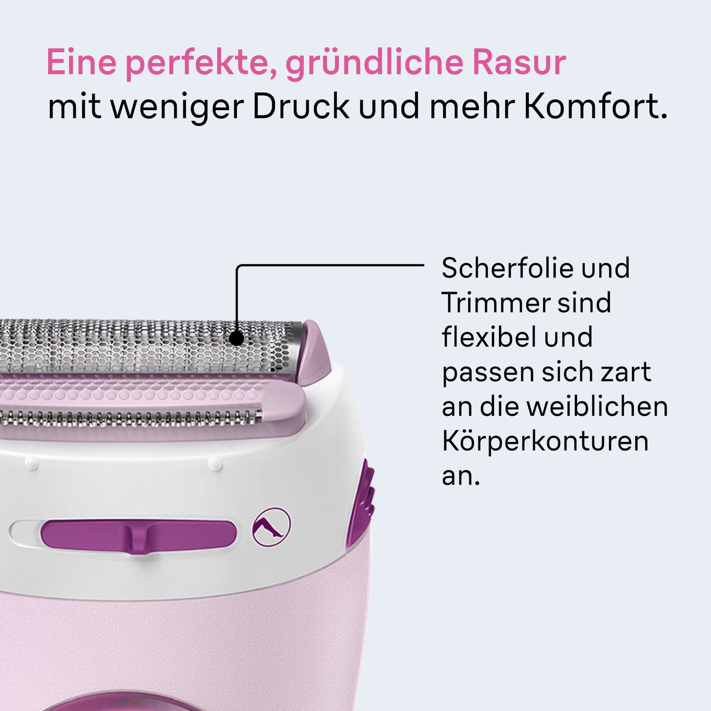 Braun Elektrokörperrasierer »LS5100« 1 Stk. Aufsätze Silk·épil Damenrasierer, einfache & sanfte Rasur, +1 Extra, Rosa