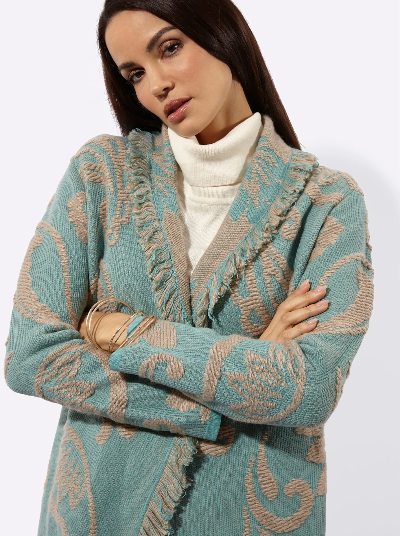 creation L Jacquardstrickjacke