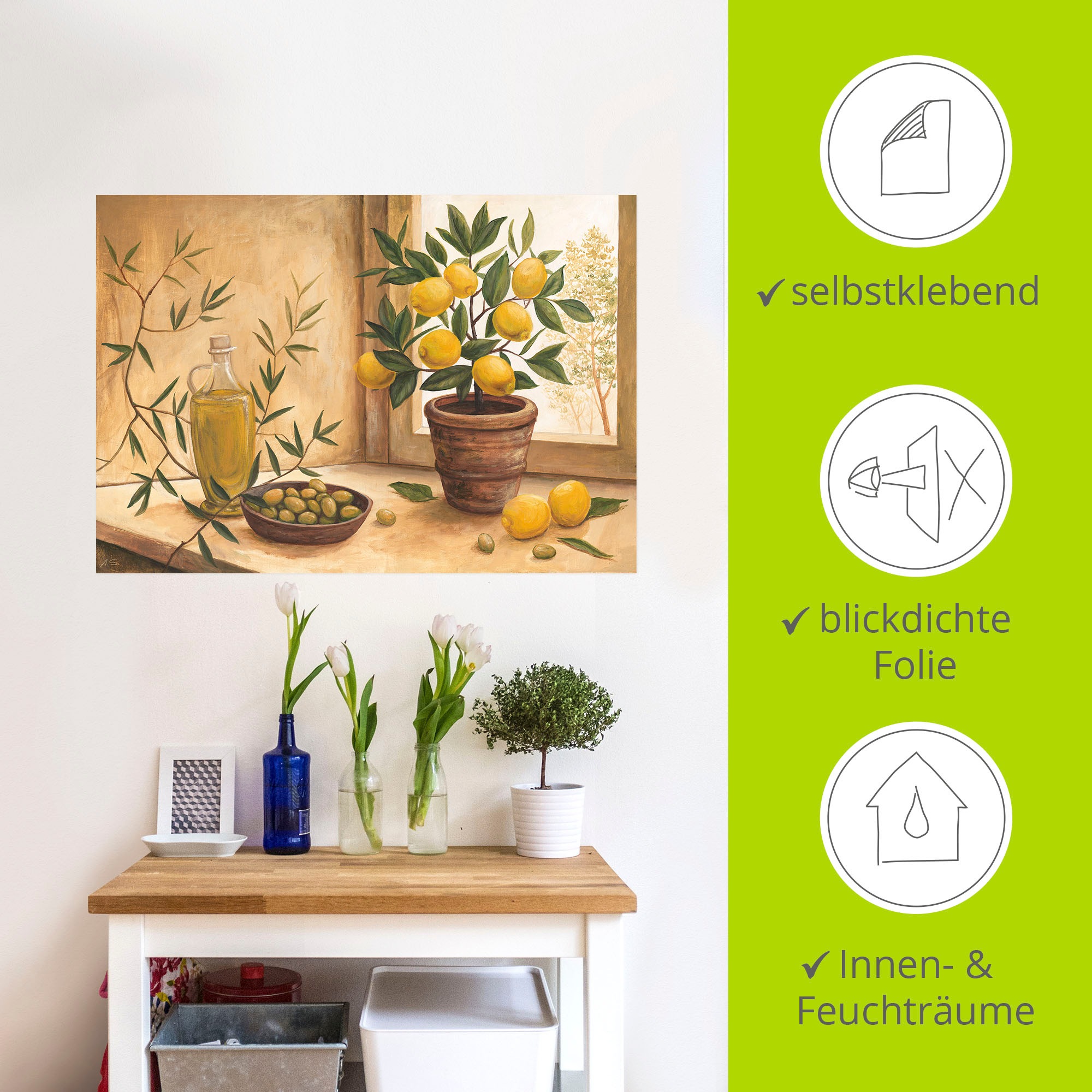 Artland Wandbild »Oliven und Zitronen«, Arrangements, (1 St.), als Alubild, Outdoorbild, Leinwandbild, Poster, Wandaufkleber