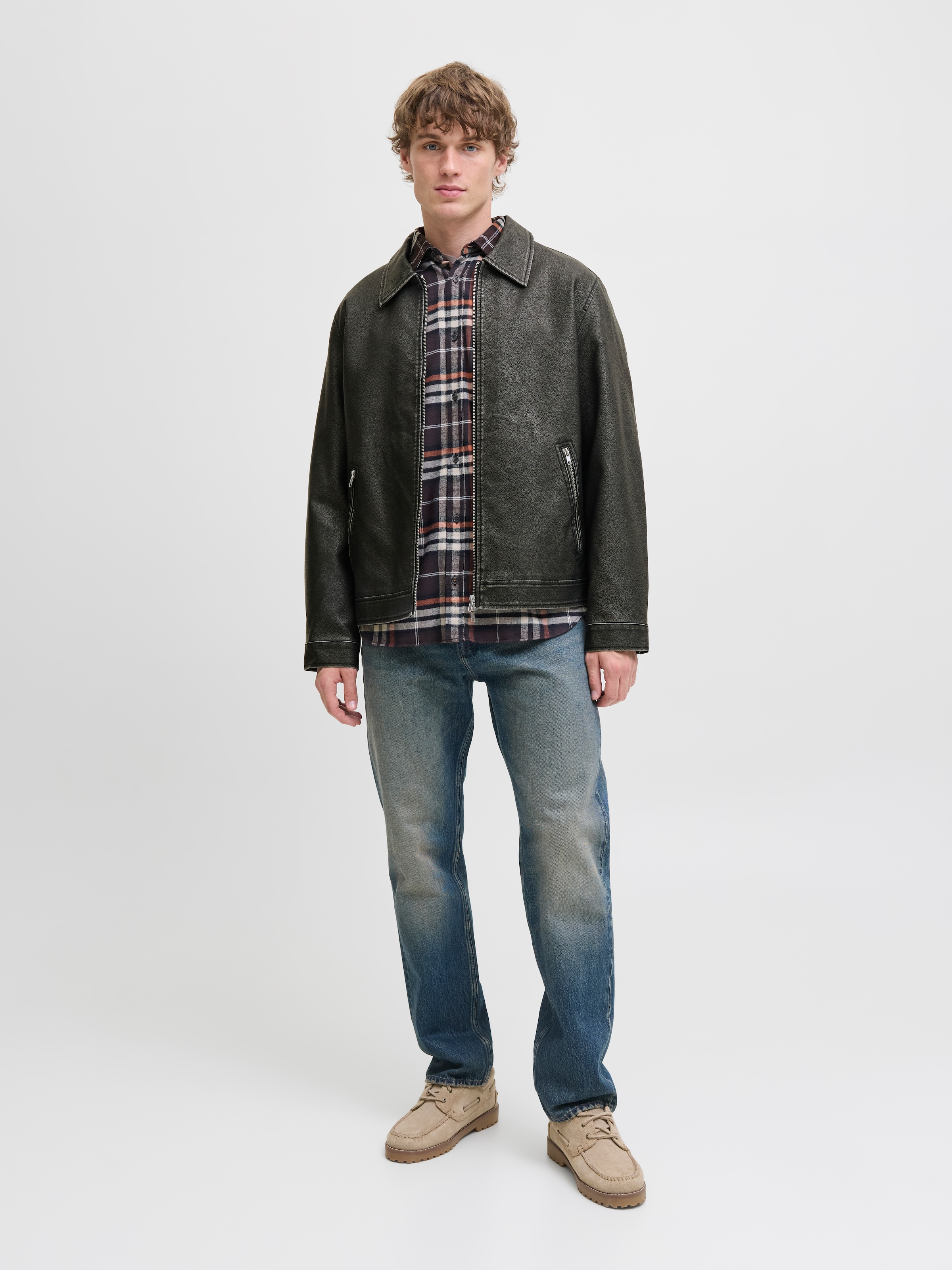 Jack & Jones Bikerjacke »JJECASABLANCA PU JACKET NOOS« ohne Kapuze mit Fronttaschen