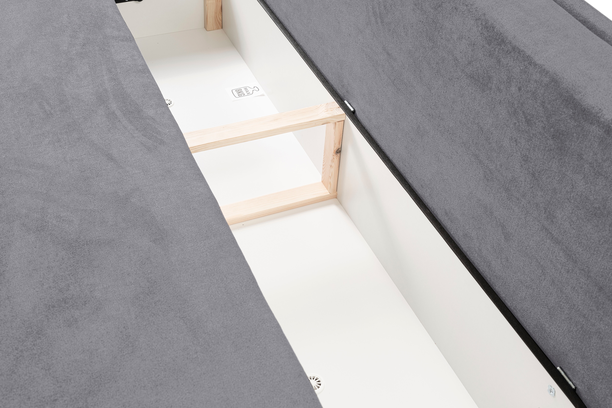 WERK2 Schlafsofa »Biggi-Bettsofa mit Liegefläche 200/140cm und praktischem Bettkasten«, inkl. losen Kissen, Struktur weich, hellgrau