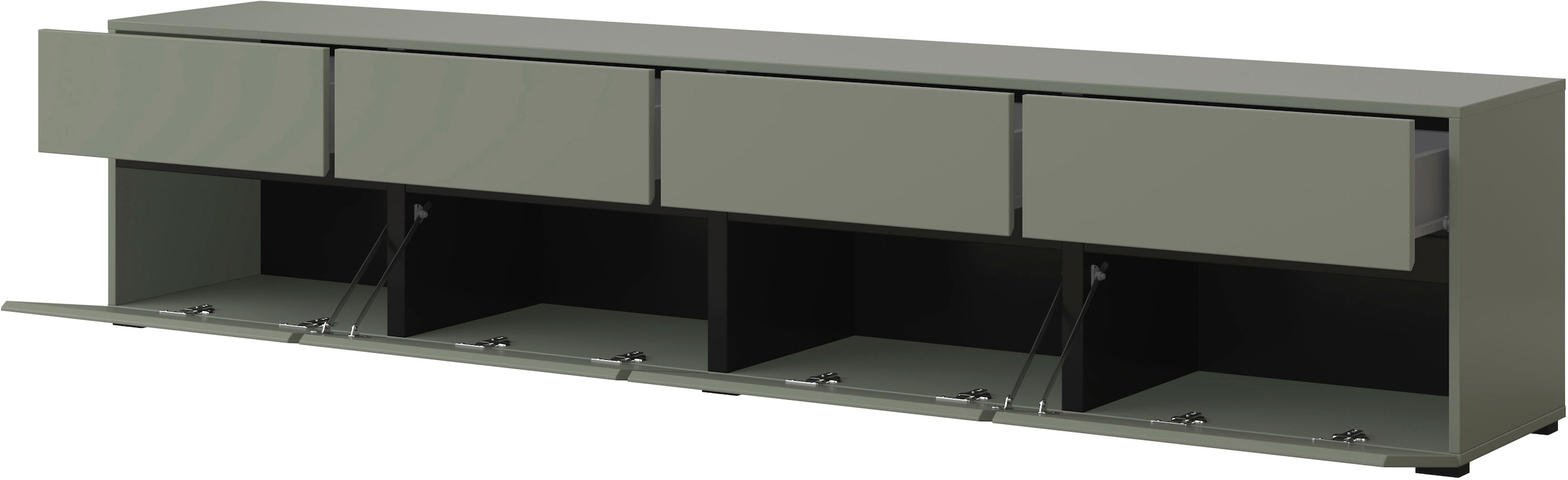 INOSIGN Lowboard »Cross, moderne grifflose TV-Kommode,4 Klappen/4 Schubkästen«, Breite 225 cm, TV-Schrank mit viel Stauraum, TV-Board