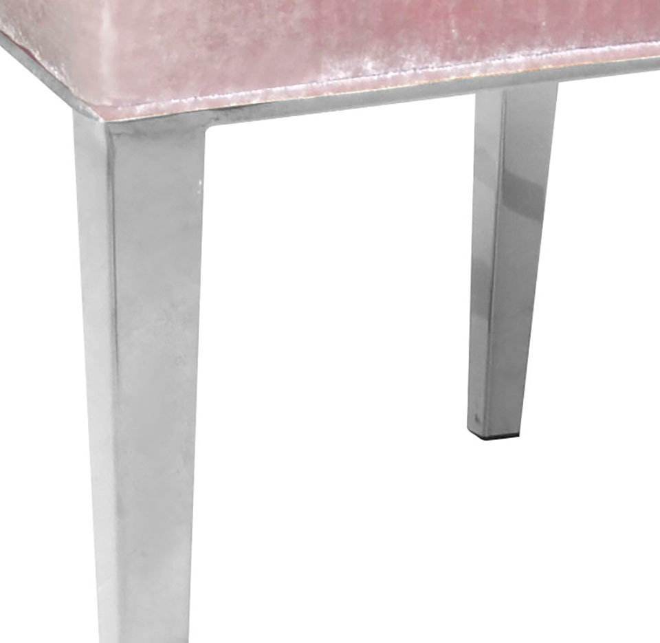 Leonique Stuhl »Pinky«, (Set), 1 St., Samtvelours, Knopfheftung am Rücken und silberfarbenen Metallfüßen, Polsterstuhl