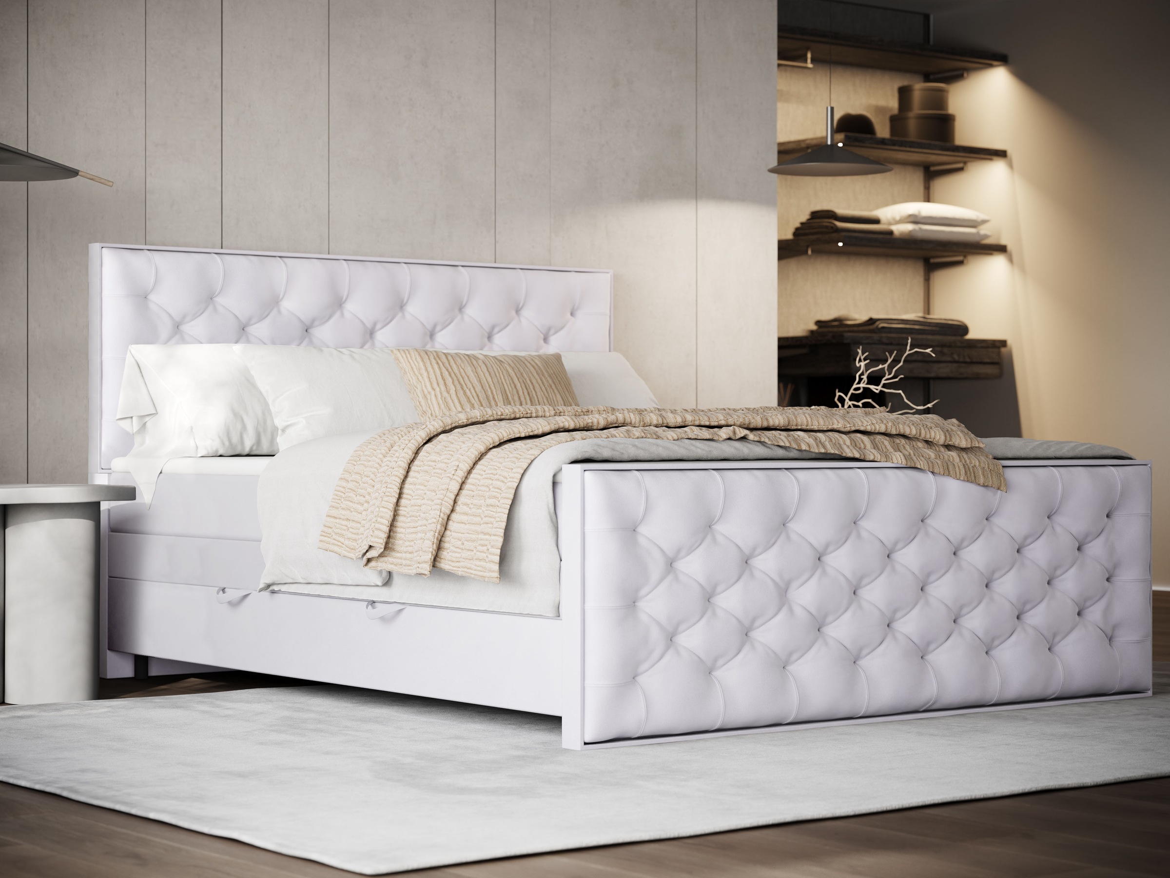 FORTE Boxspringbett »Lanciano Max inkl. zwei Bettkästen und Kaltschaum Topper«, und einer 7-Zonen-Tonnentaschenfederkernmatratze H2/H3