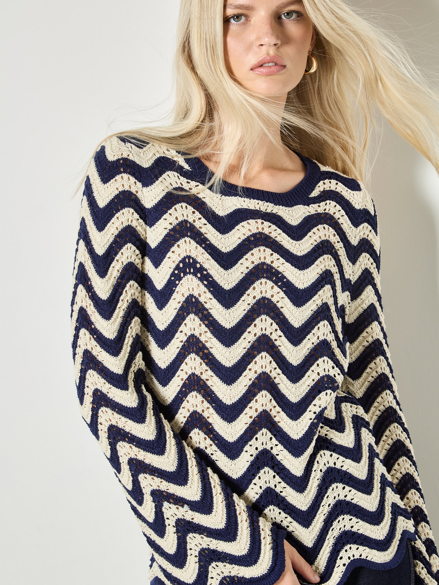Apricot Streifenpullover »Gestreifter Pullover aus Pointelle-Strick« Gemustert